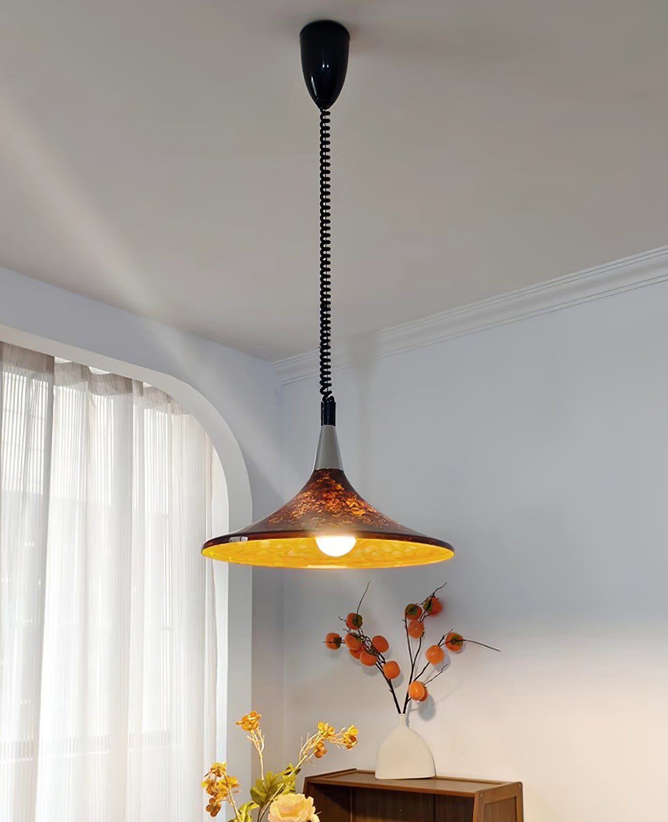 Vintage painted adjustable Pendant Light - Cueteks