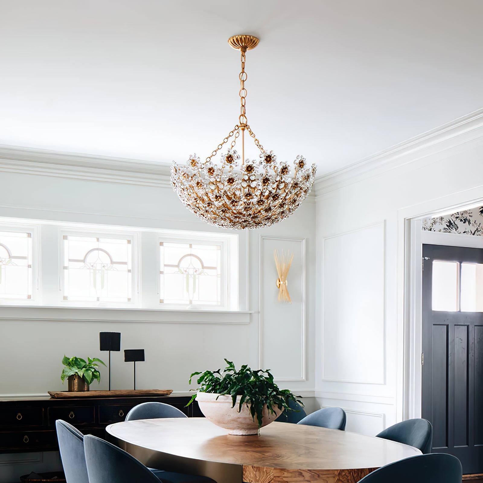 Claret Crystal Flower Basket Chandelier - Cueteks