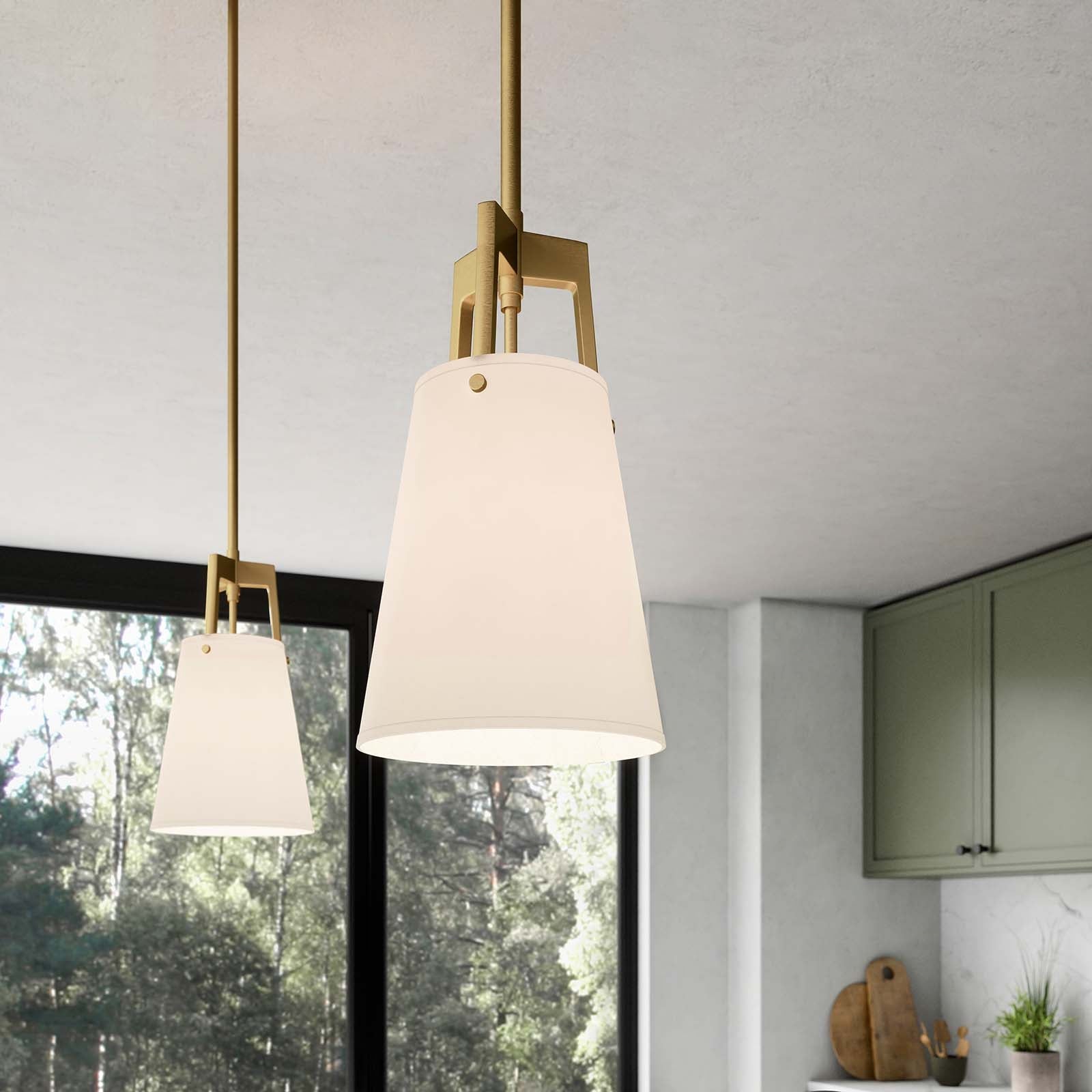 Modern Fabric Shade Corniche Pendant Lamp - Cueteks