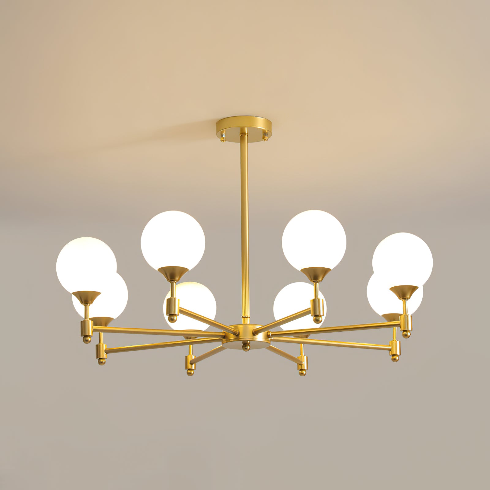 Brass Globe Mid-Century Modern Chandelier - Cueteks
