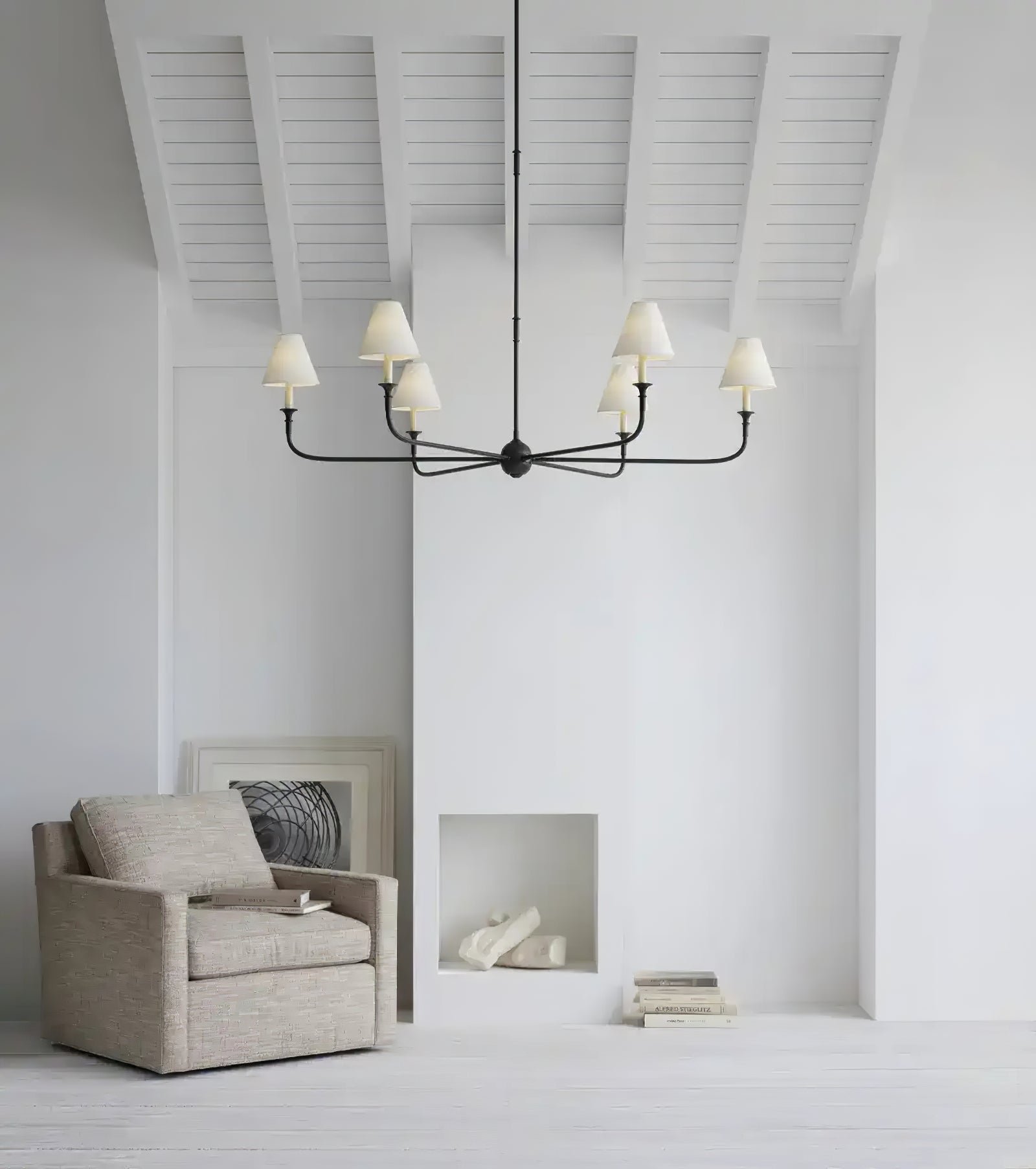 6-Arm Black Metal Chandelier - Cueteks