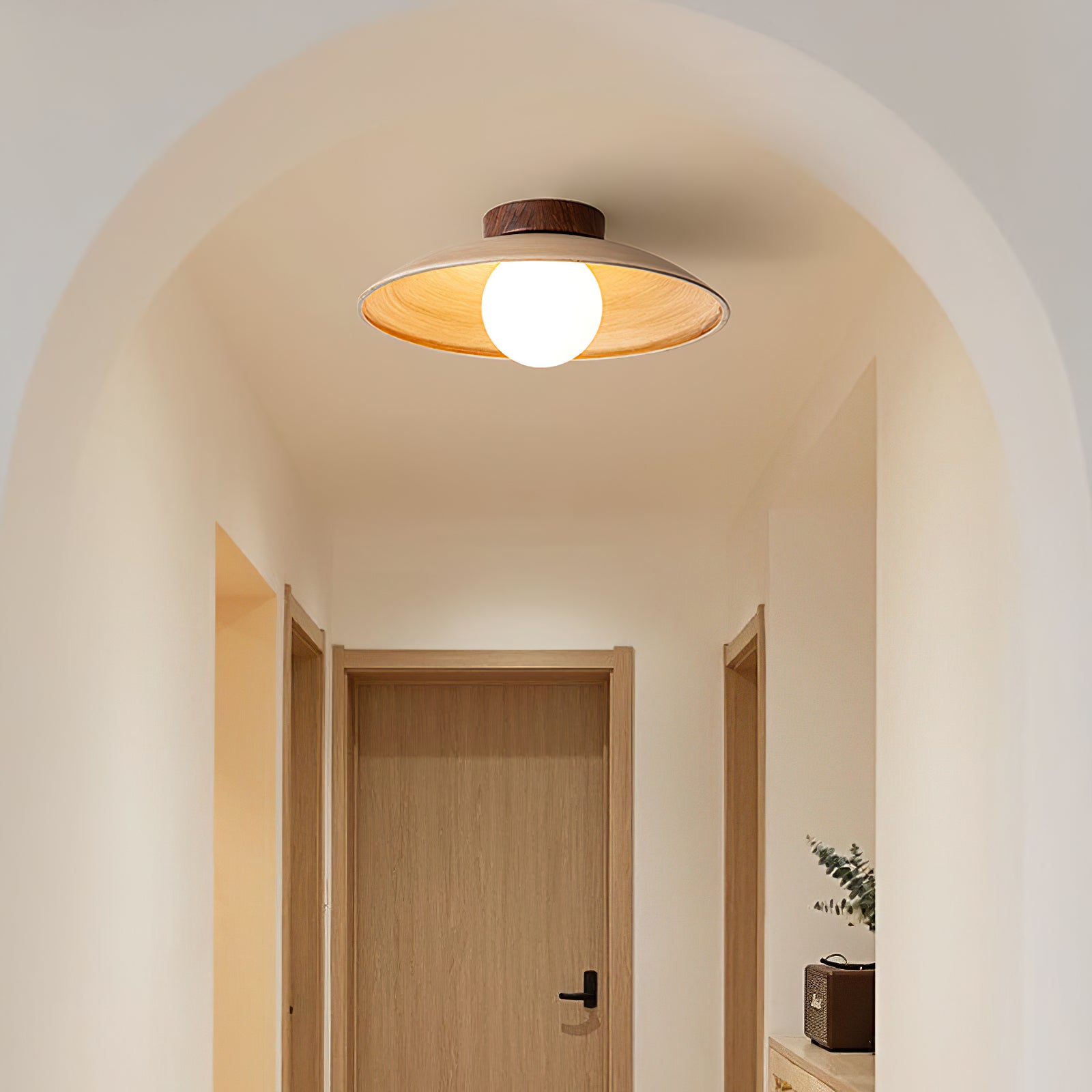 Vintage Wood Dome Ceiling Light - Cueteks