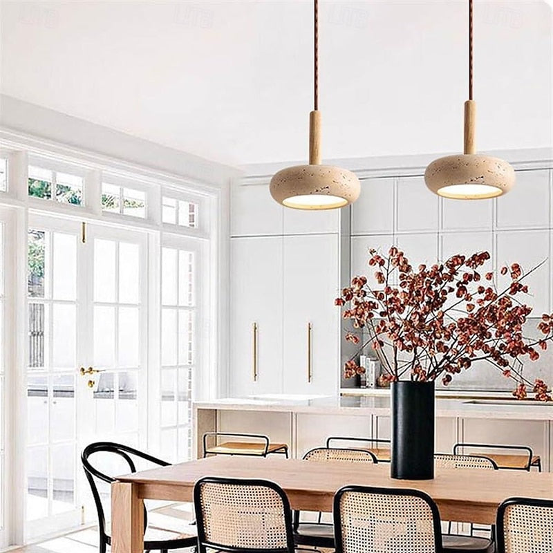 Hourglass Travertine Pendant Light - Cueteks
