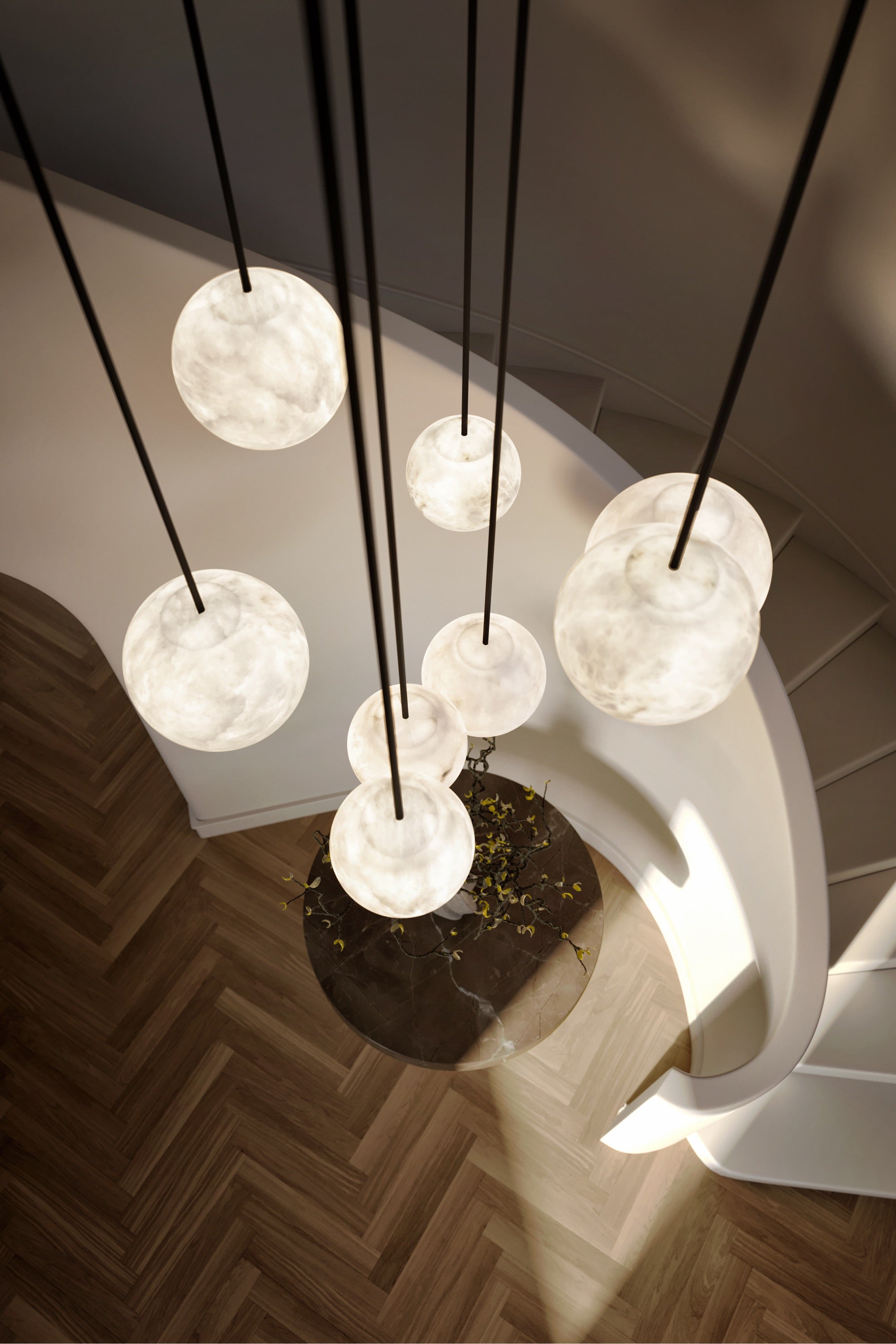 Luxury Multi-Globe Alabaster Pendant Light - Cueteks