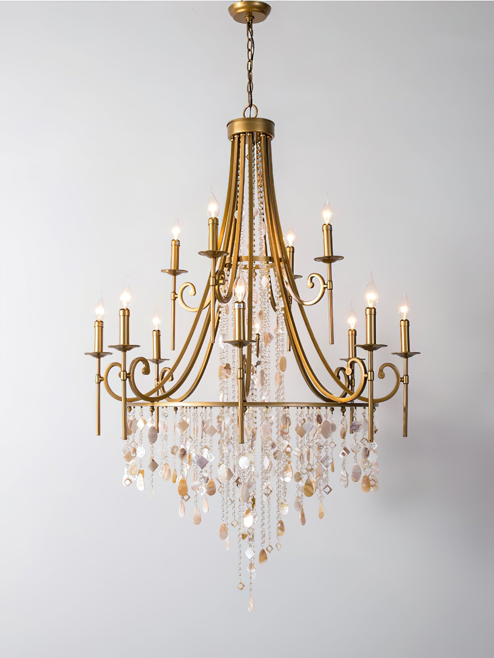 Tatum Lux American Shell Crystal Chandelier - Cueteks