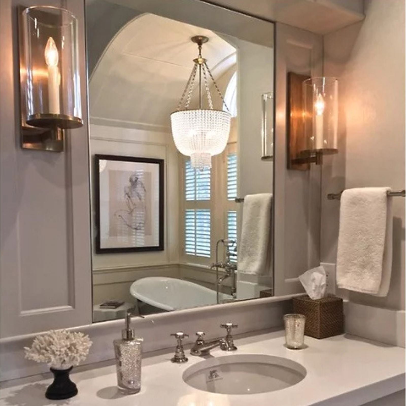 White Beaded Jacqueline Chandelier - Cueteks