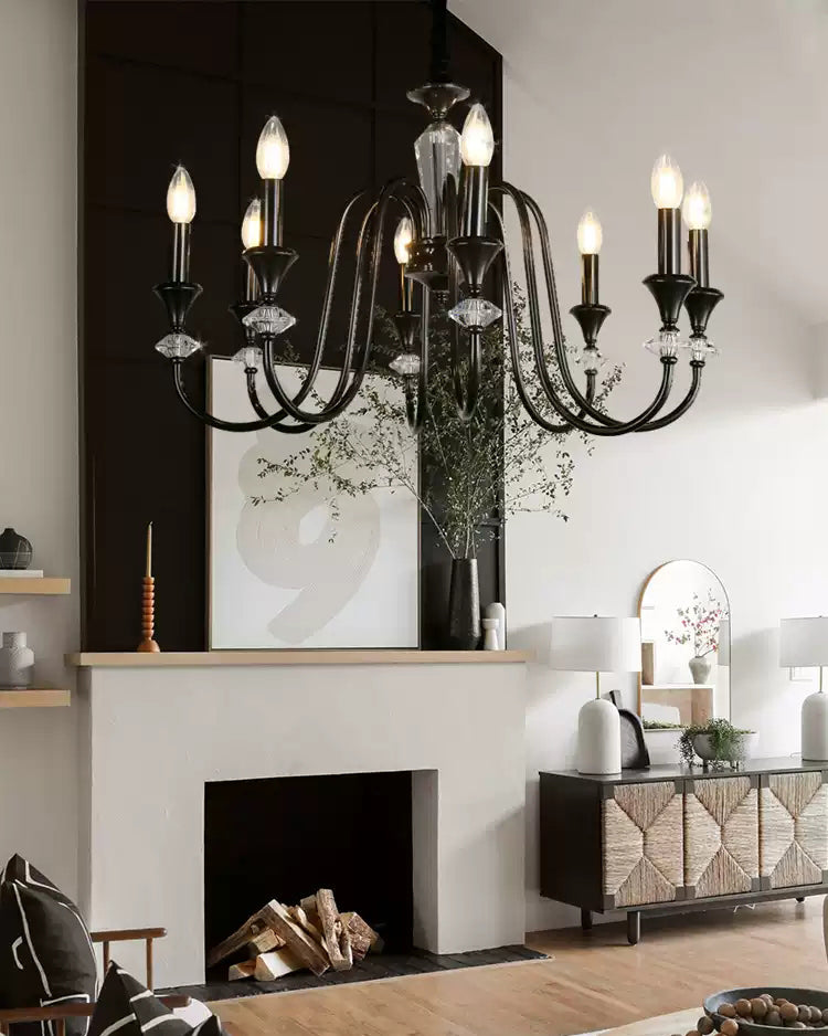 Vintage Iron Scroll Chandelier - Cueteks