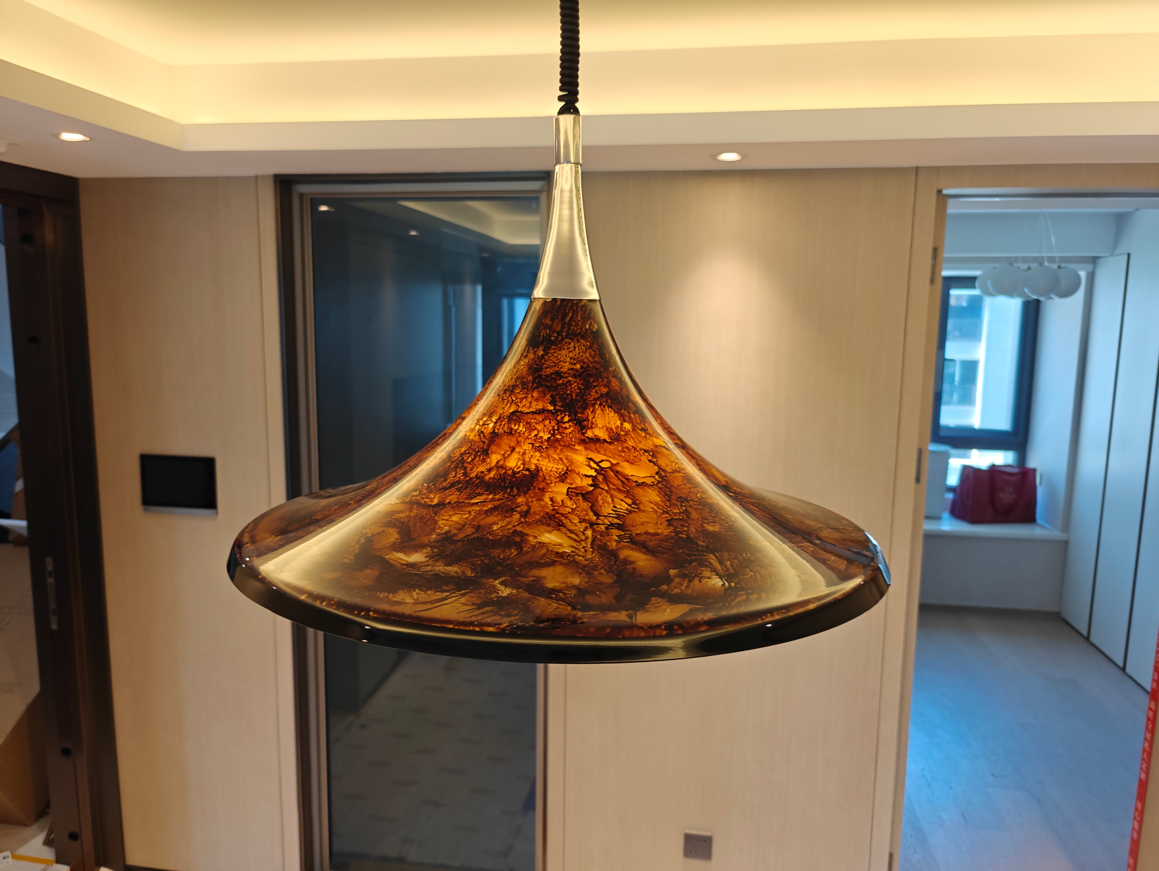 Vintage painted adjustable Pendant Light - Cueteks