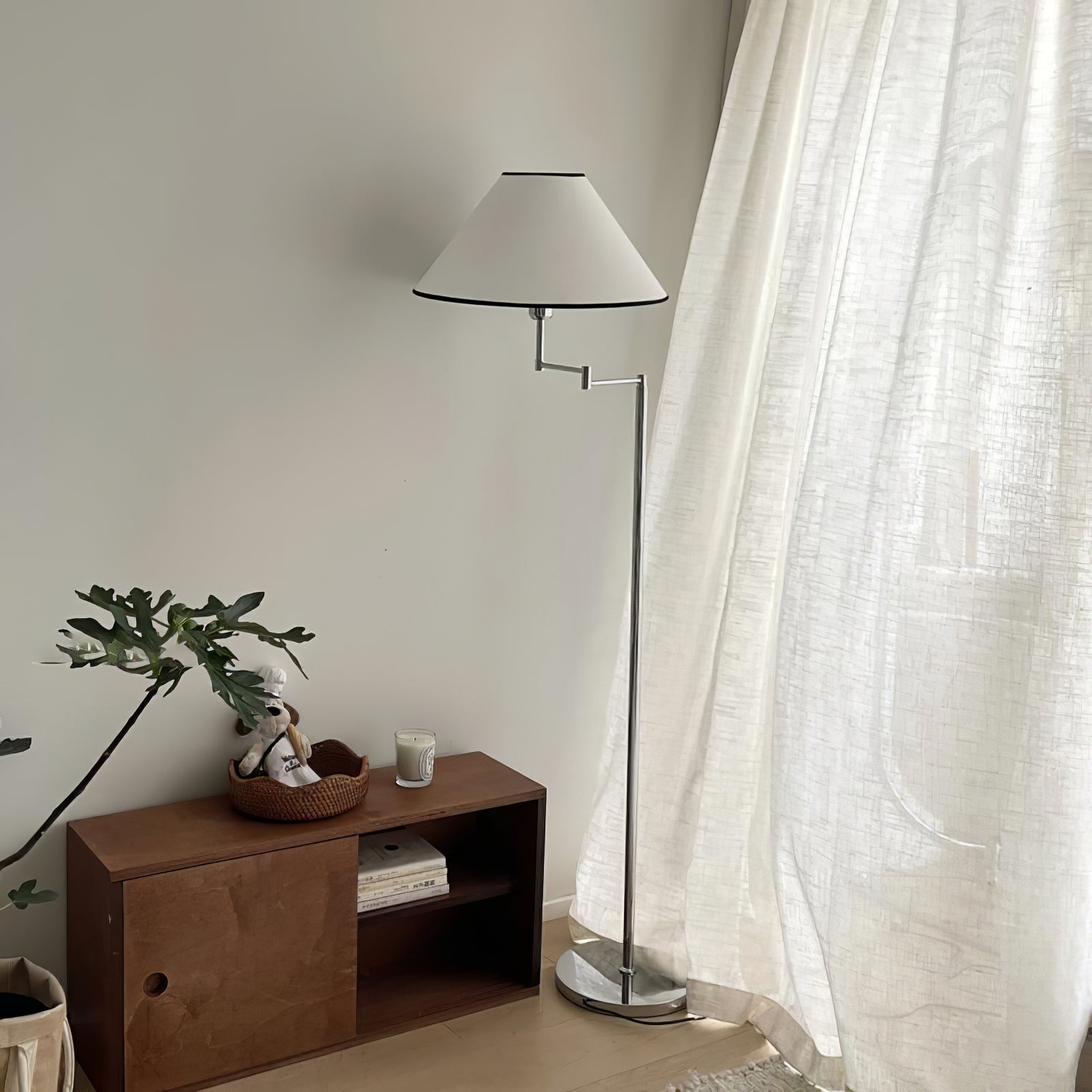 Contemporary Chrome Swing Arm Floor Lamp - Cueteks