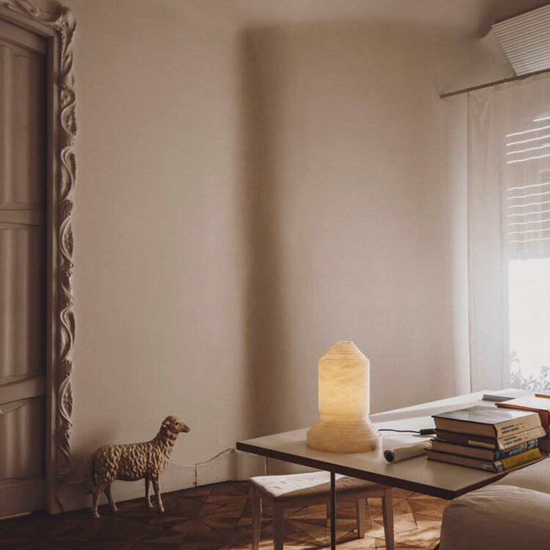 Alabaster Pyramid Table Light - Cueteks