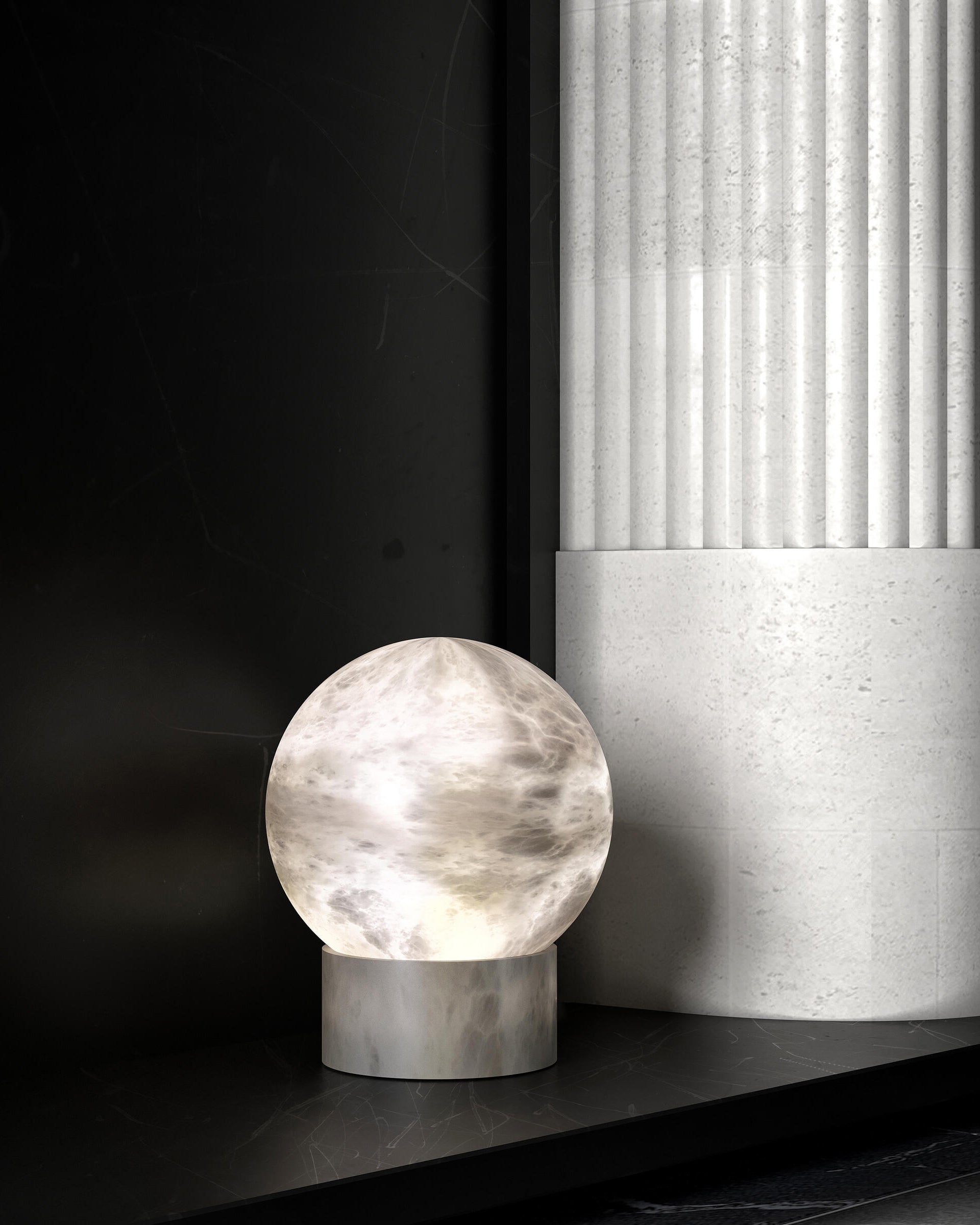 Globe Alabaster Table Lamp - Cueteks