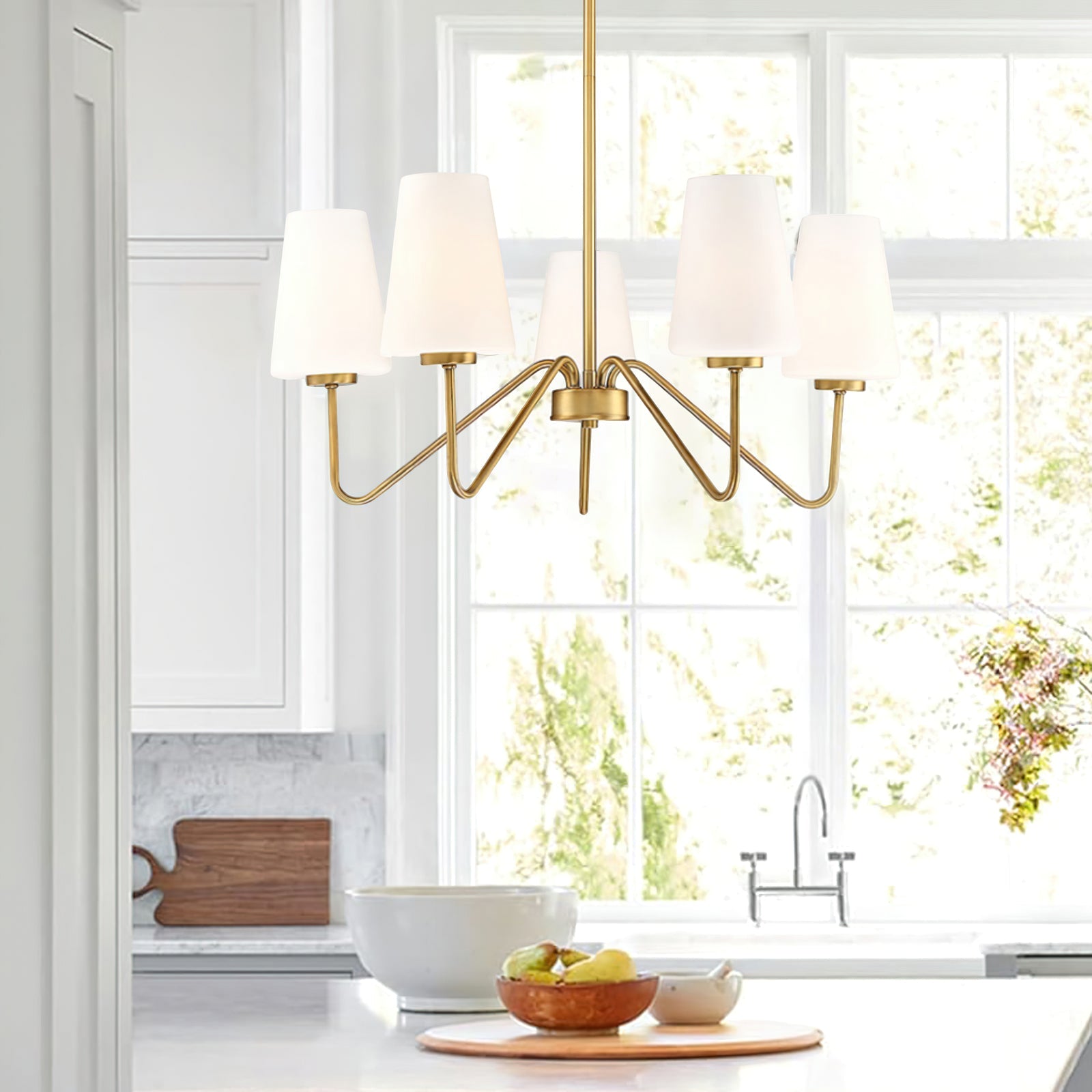 Simple brass five-head chandelier - Cueteks