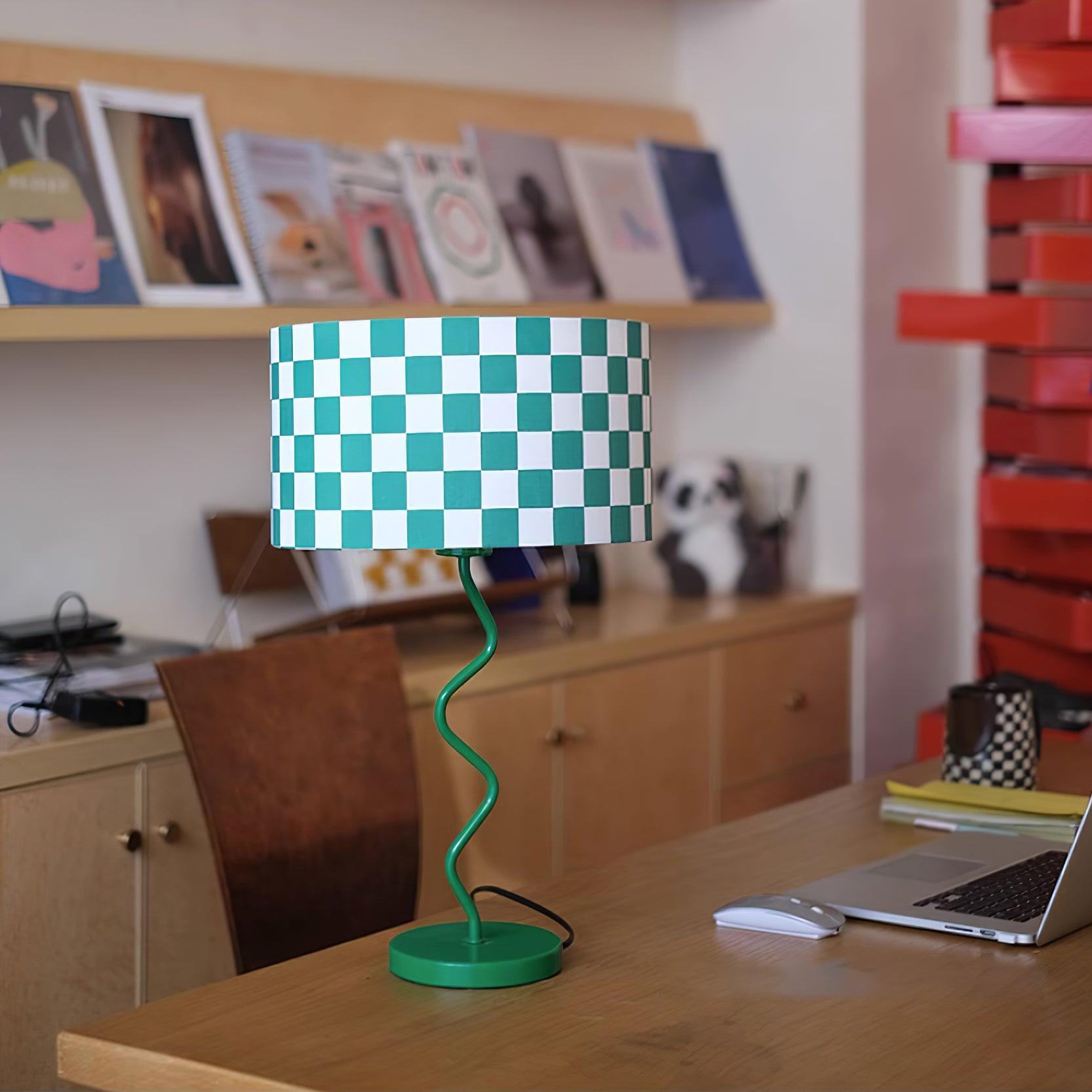 Green Grid Modern Table Lamp - Cueteks