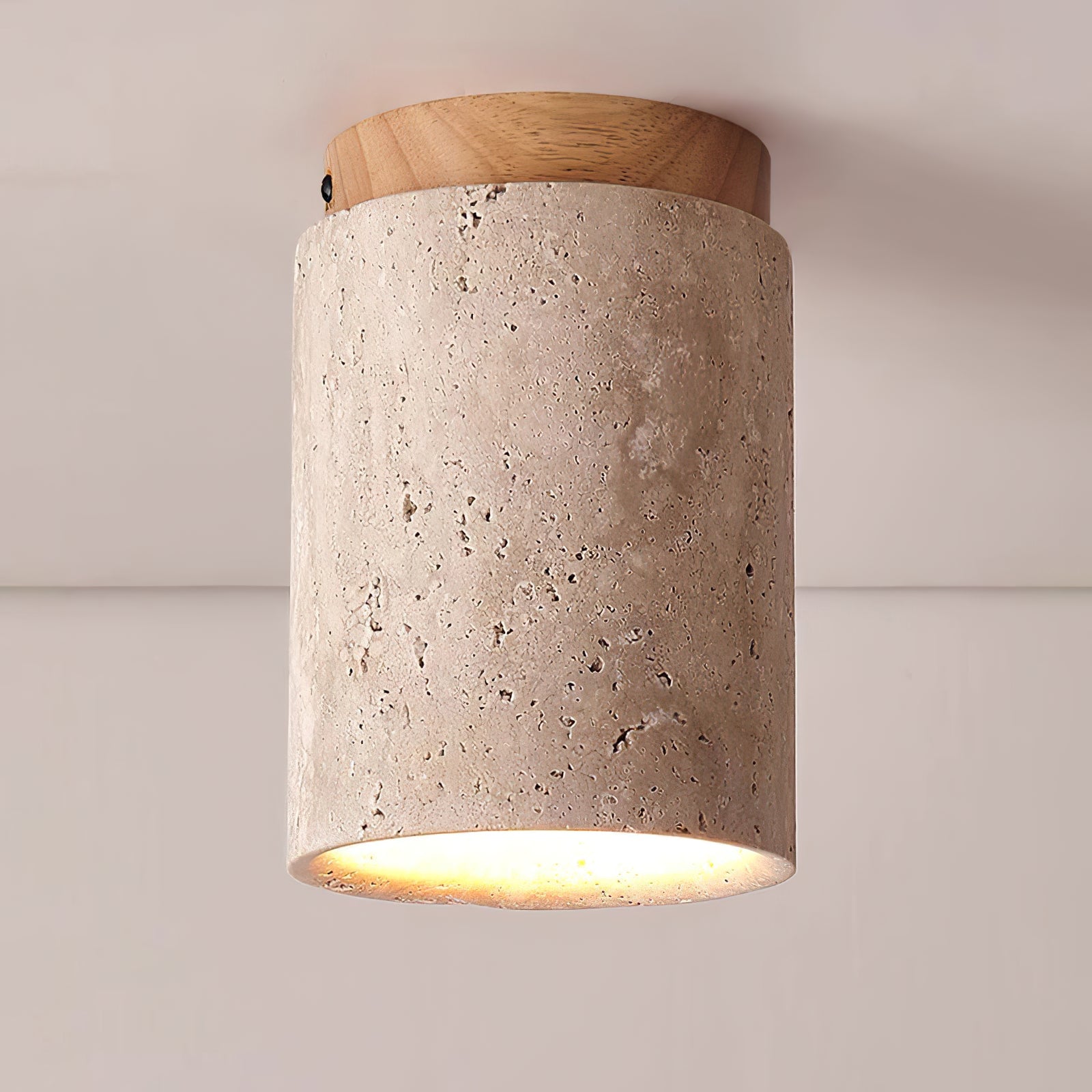 Wood and Stone Modern Flush Mount Light - Cueteks