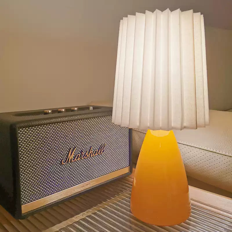 Amber Glow Pleated Shade Table Lamp - Cueteks