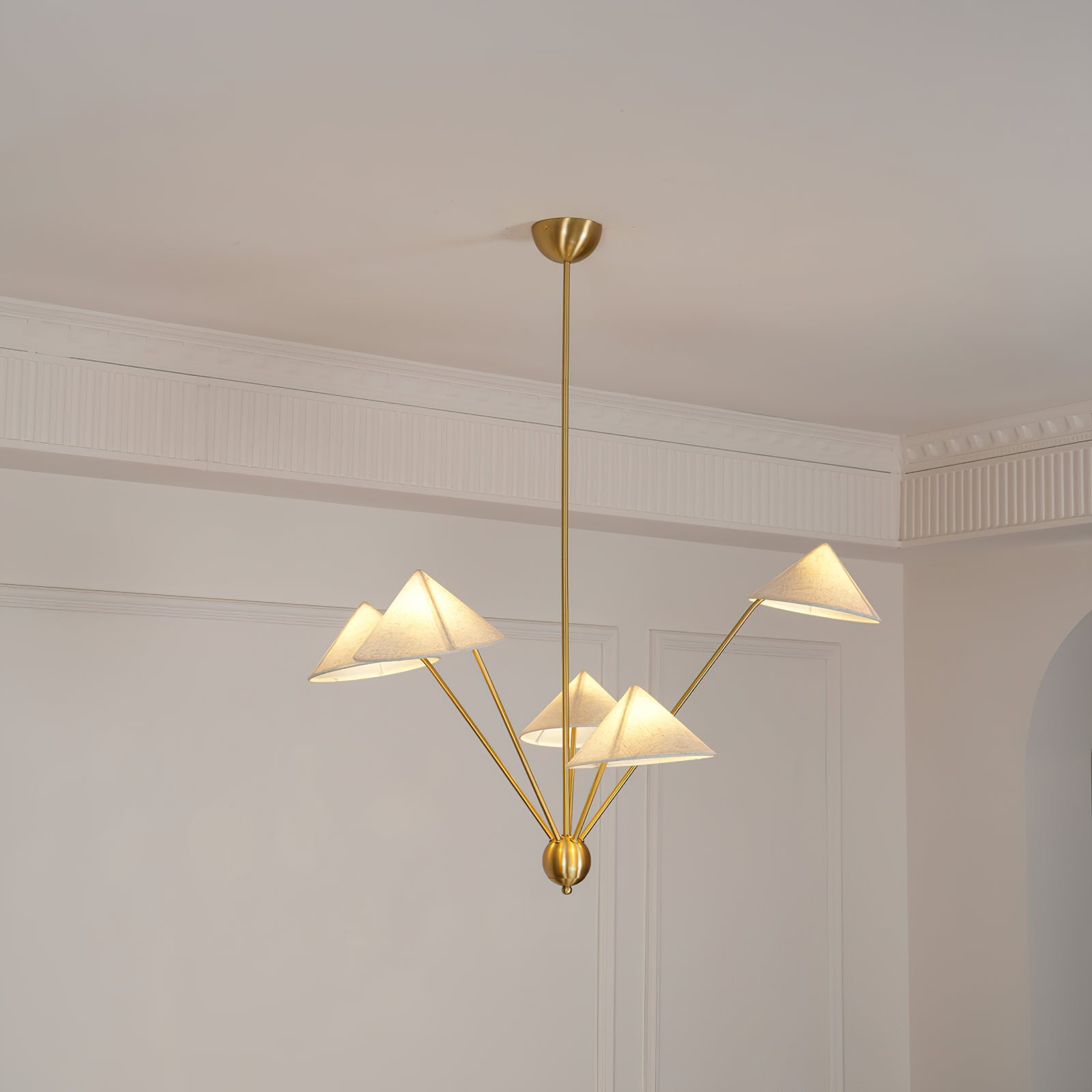 5-Arm Fabric Cone Chandelier - Cueteks