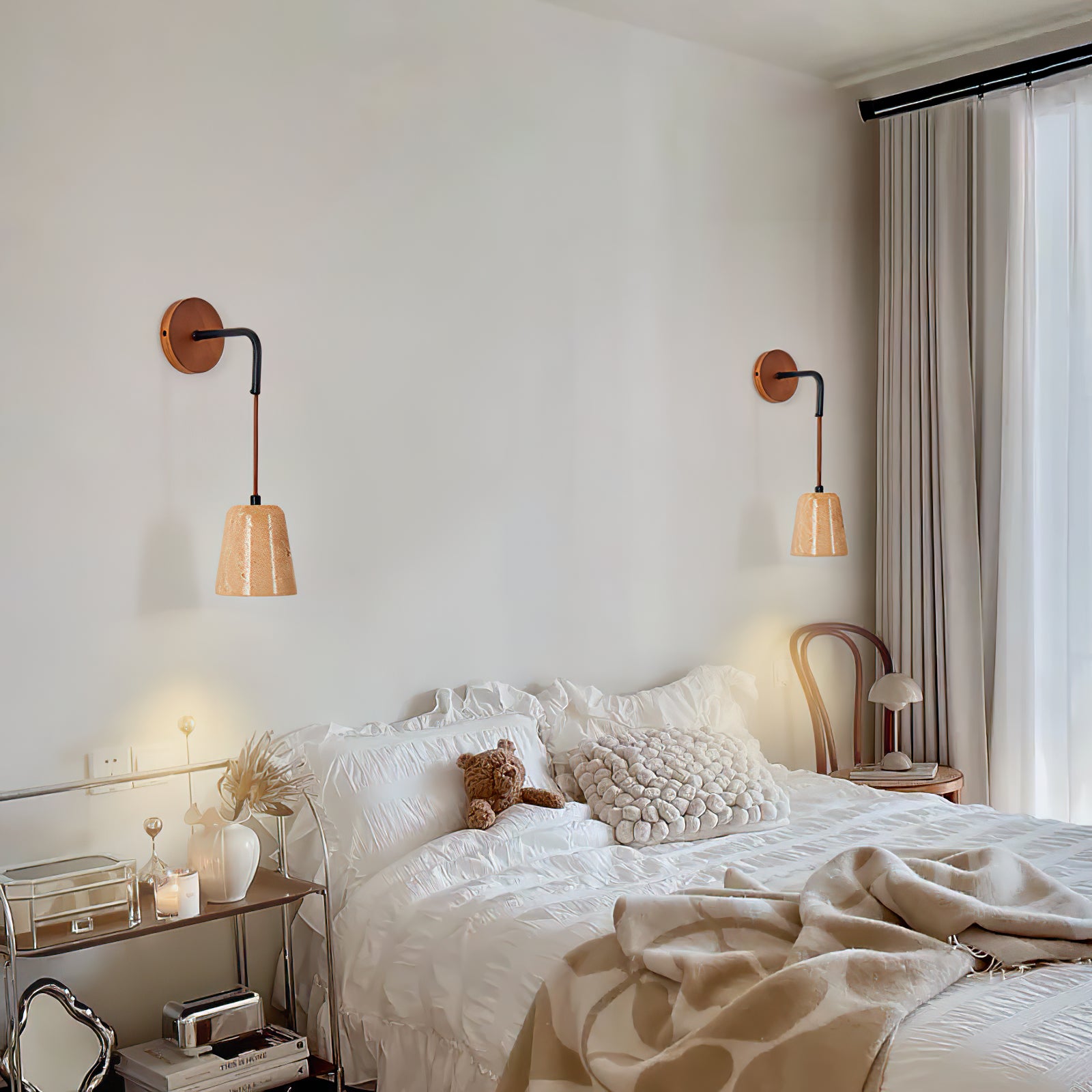 Yellow Travertine Disc Base Wall Lamp - Cueteks
