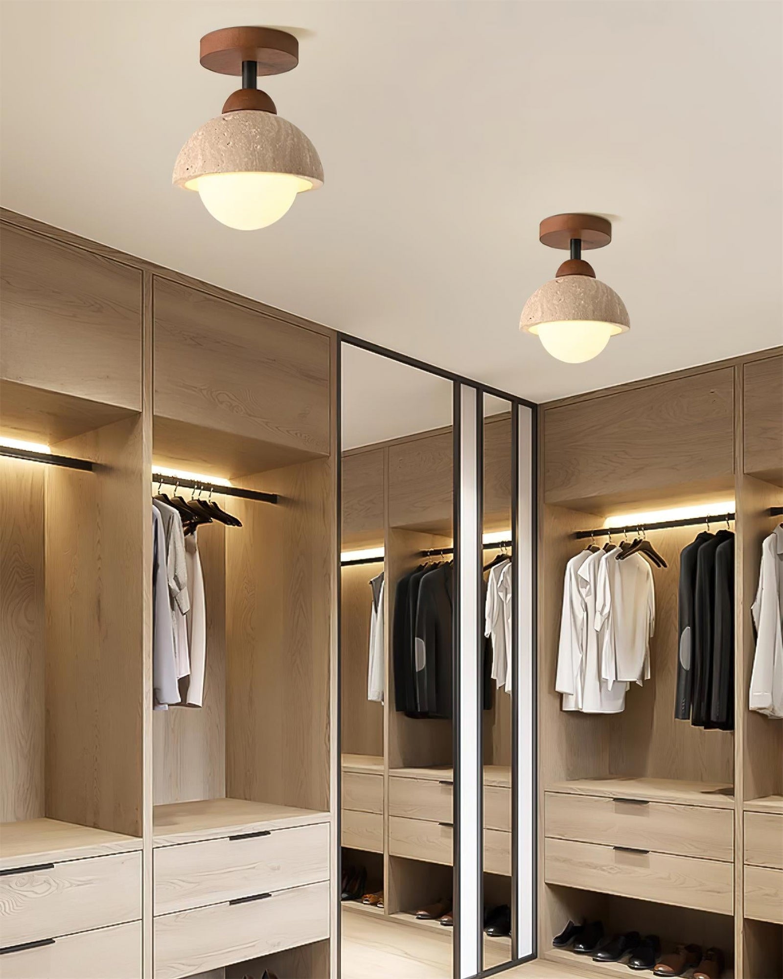 Travertine Flush Mount Ceiling Light - Cueteks