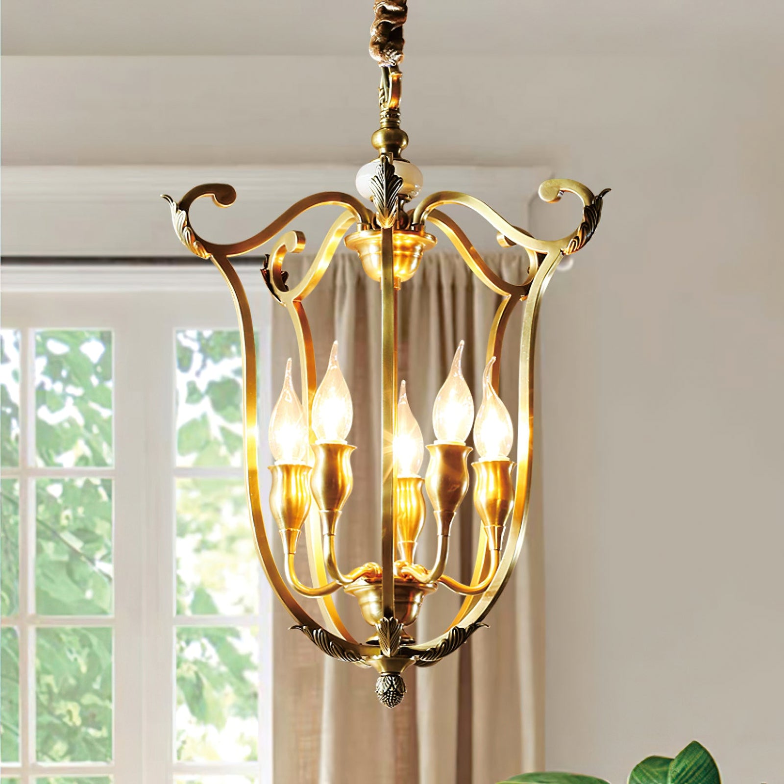 Classical carved candle chandelier - Cueteks