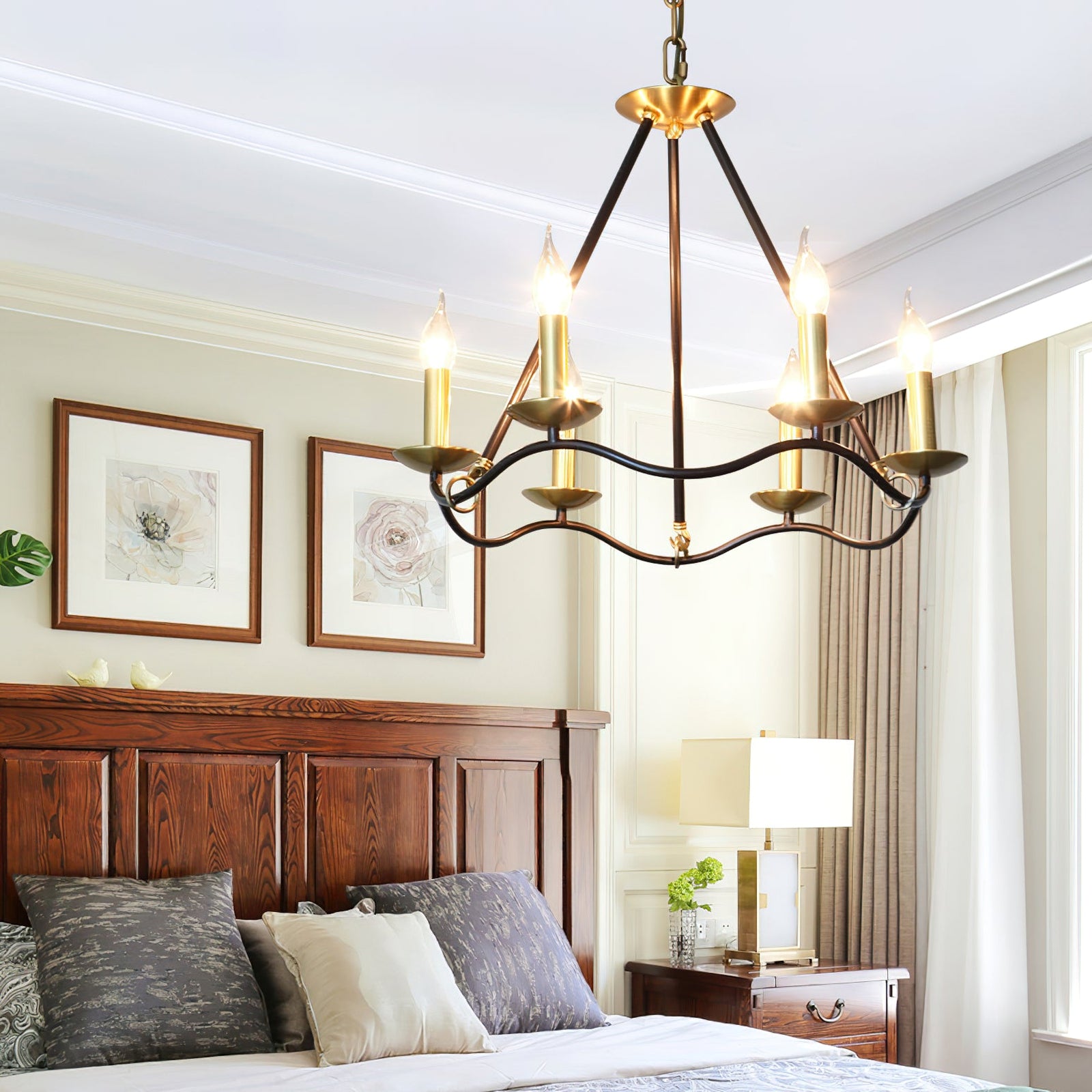 Wavy Arm Candle Chandelier - Cueteks