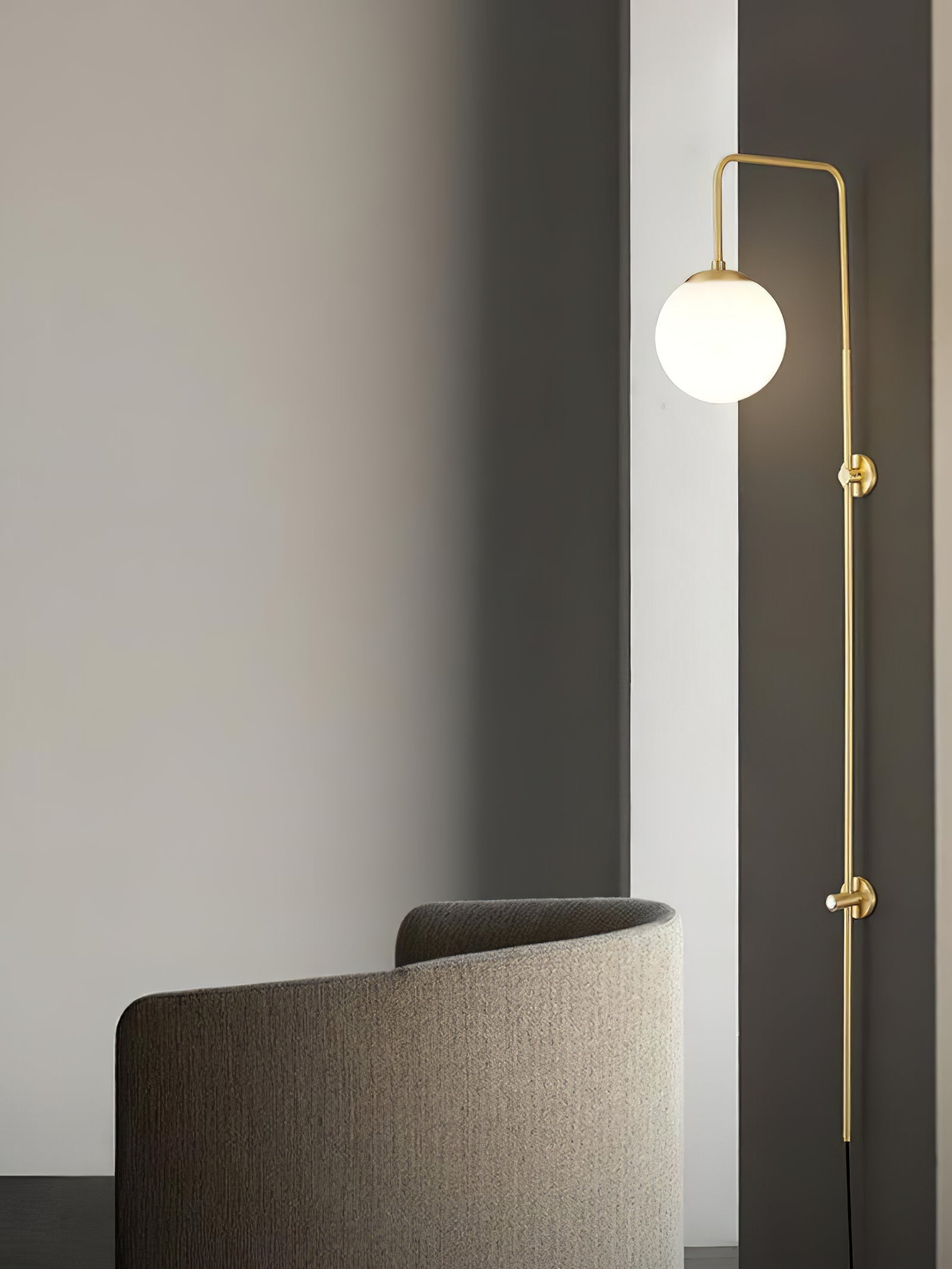 Brass Globe Arm Wall Sconce - Cueteks