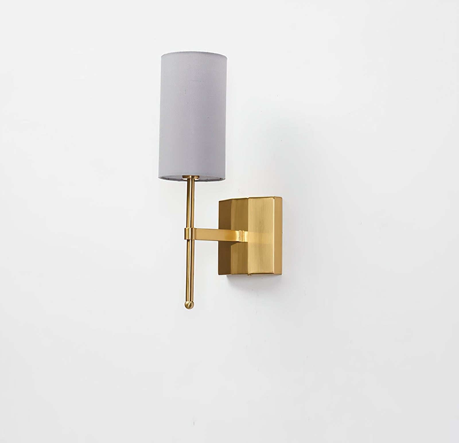 Silk Double Rod single grey shade with gold-colour plate and finial