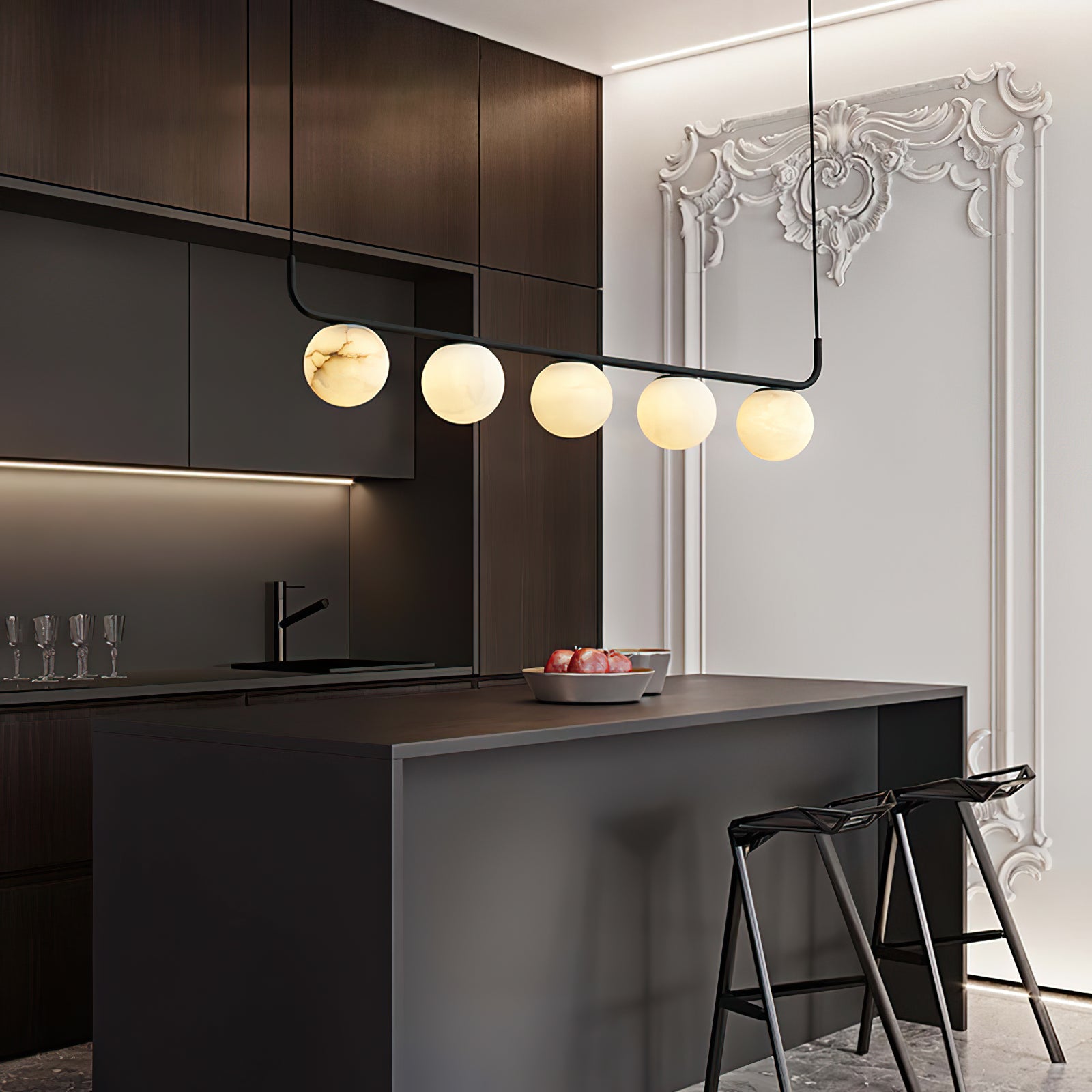 Tribeca Rohr 5 Alabaster Pendant Lamp - Cueteks