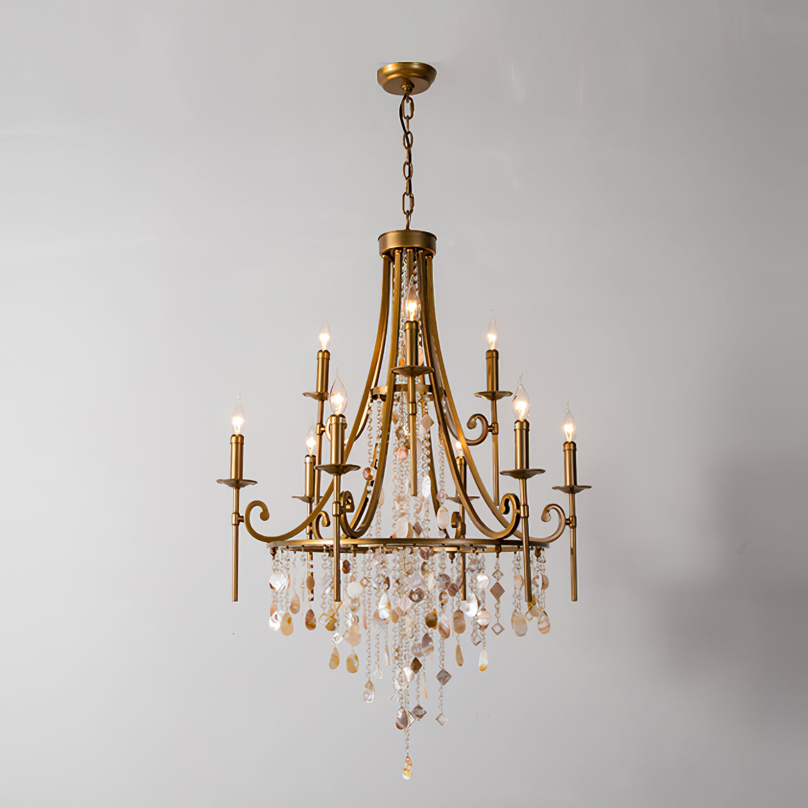 Tatum Lux American Shell Crystal Chandelier - Cueteks