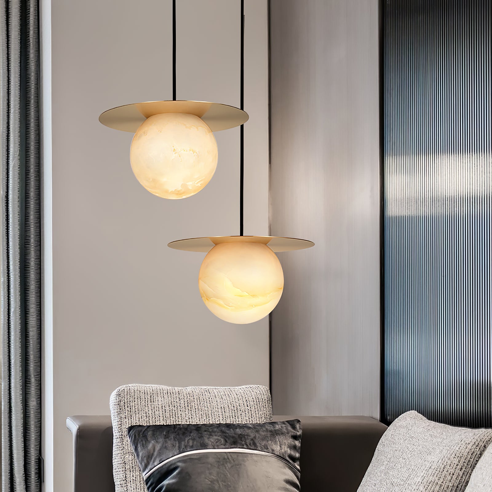 Disc Alabaster Pendant Light - Cueteks