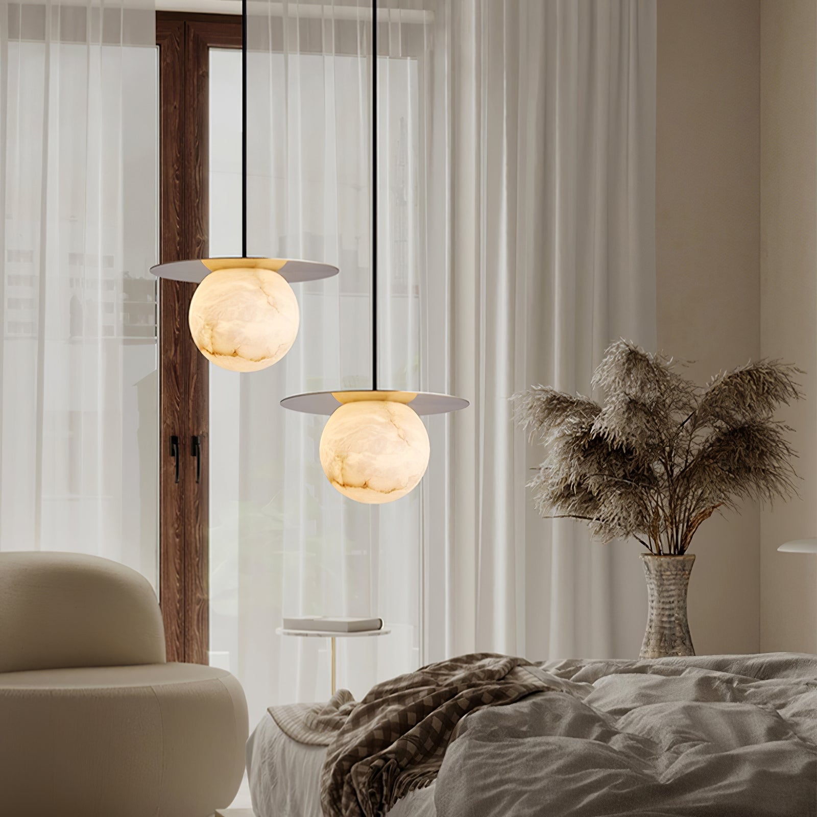 Disc Alabaster Pendant Light - Cueteks