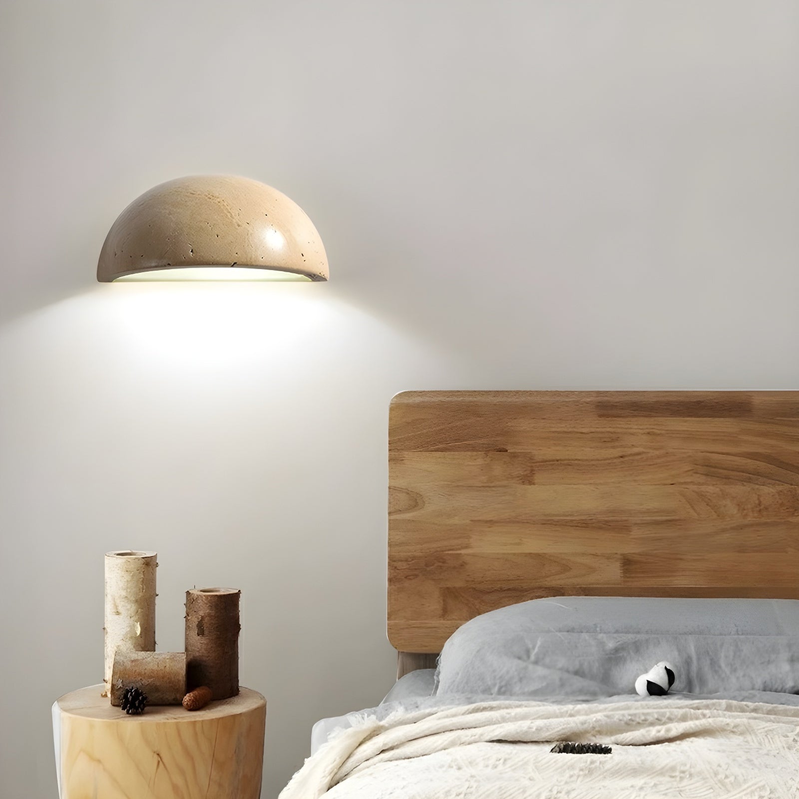 Mid-Century Semi-Circle Stone Wall Lamp - Cueteks