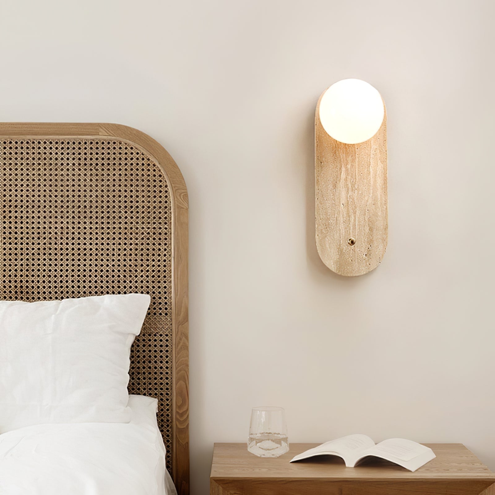 Yellow Oval Travertine Wall Sconce - Cueteks