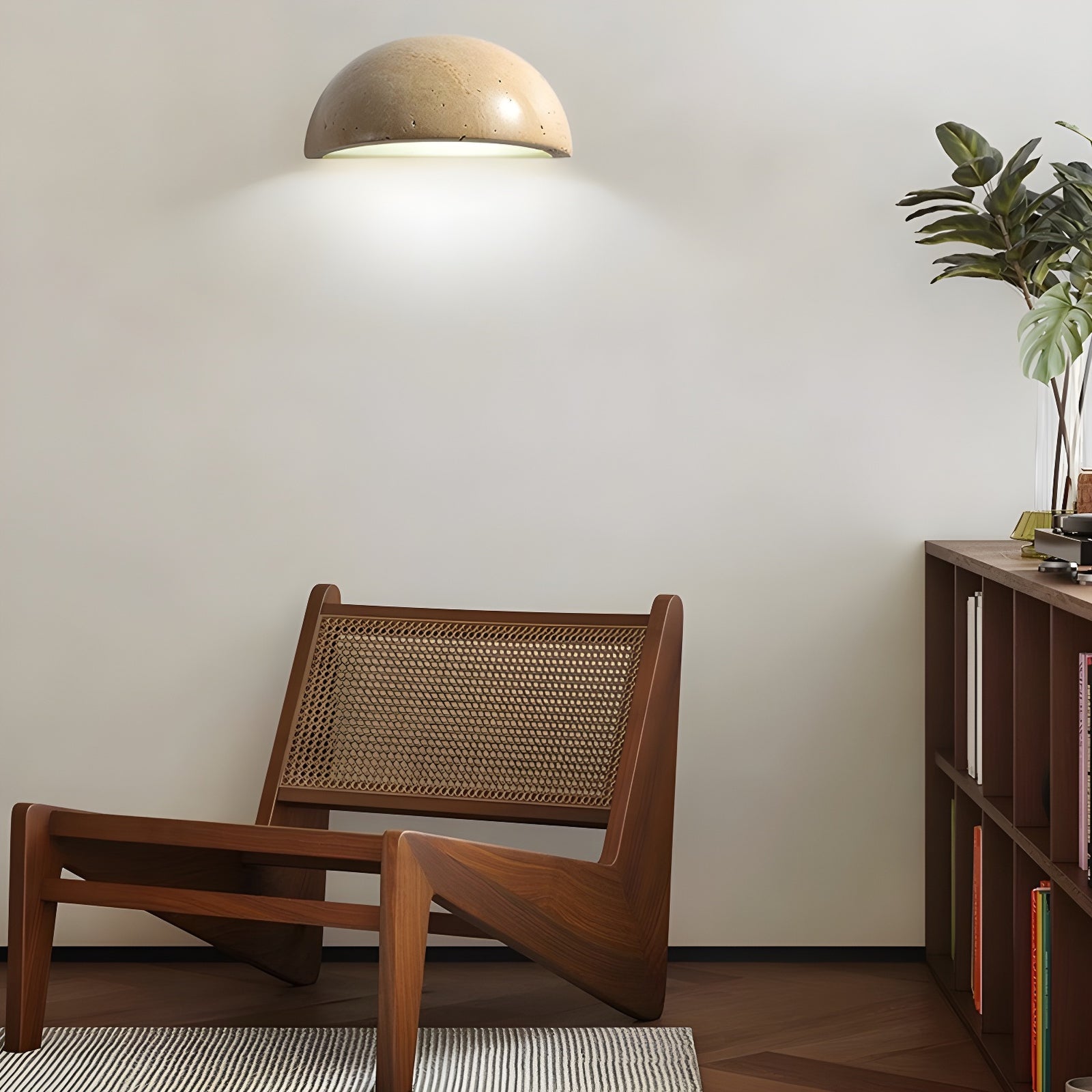Mid-Century Semi-Circle Stone Wall Lamp - Cueteks