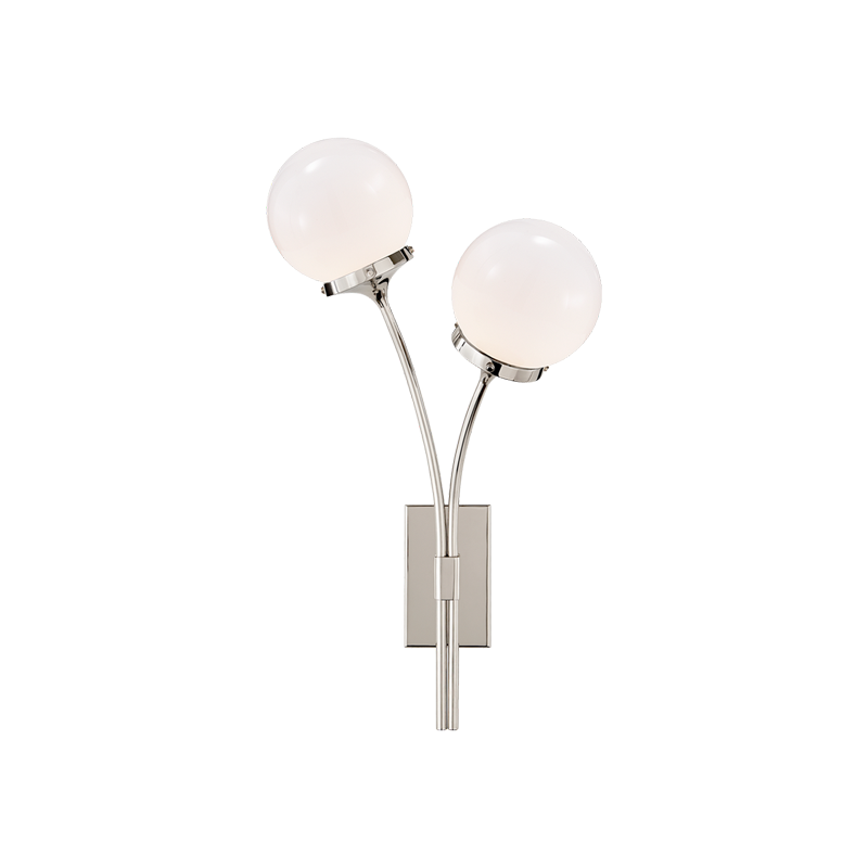 Polished Nickel White Glass Right sconce