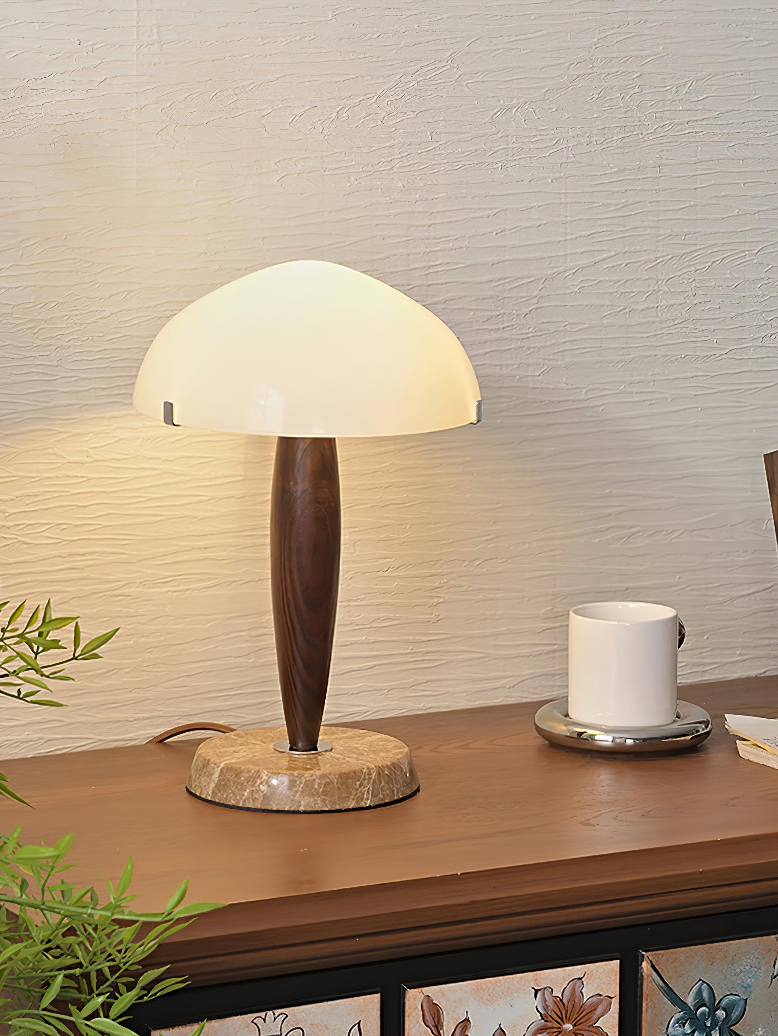 Scandi Walnut Dome Table Lamp - Cueteks
