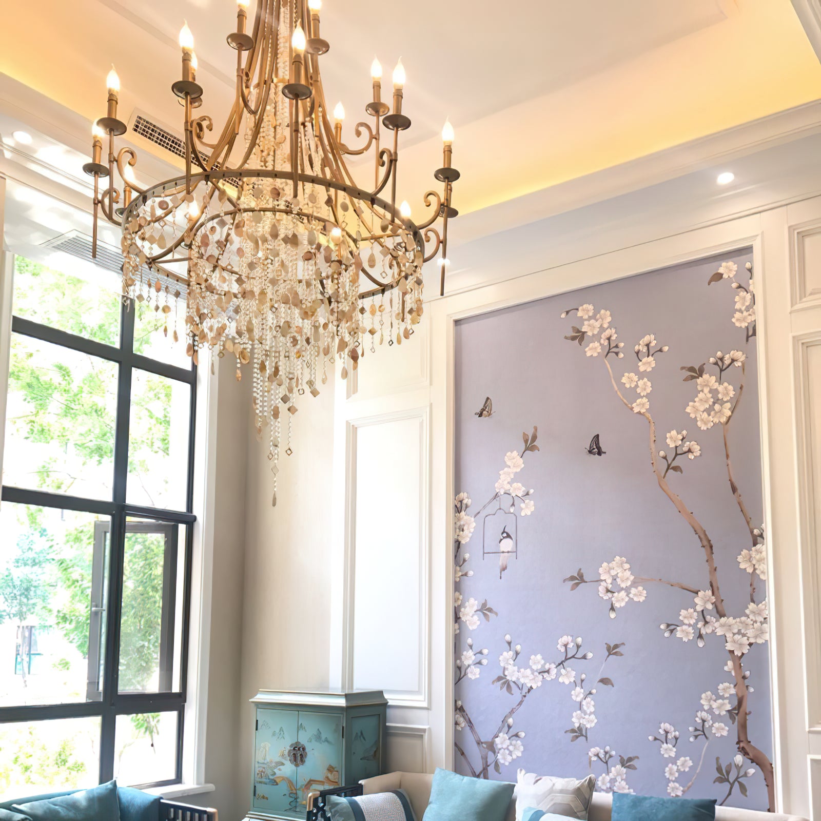 Tatum Lux American Shell Crystal Chandelier - Cueteks