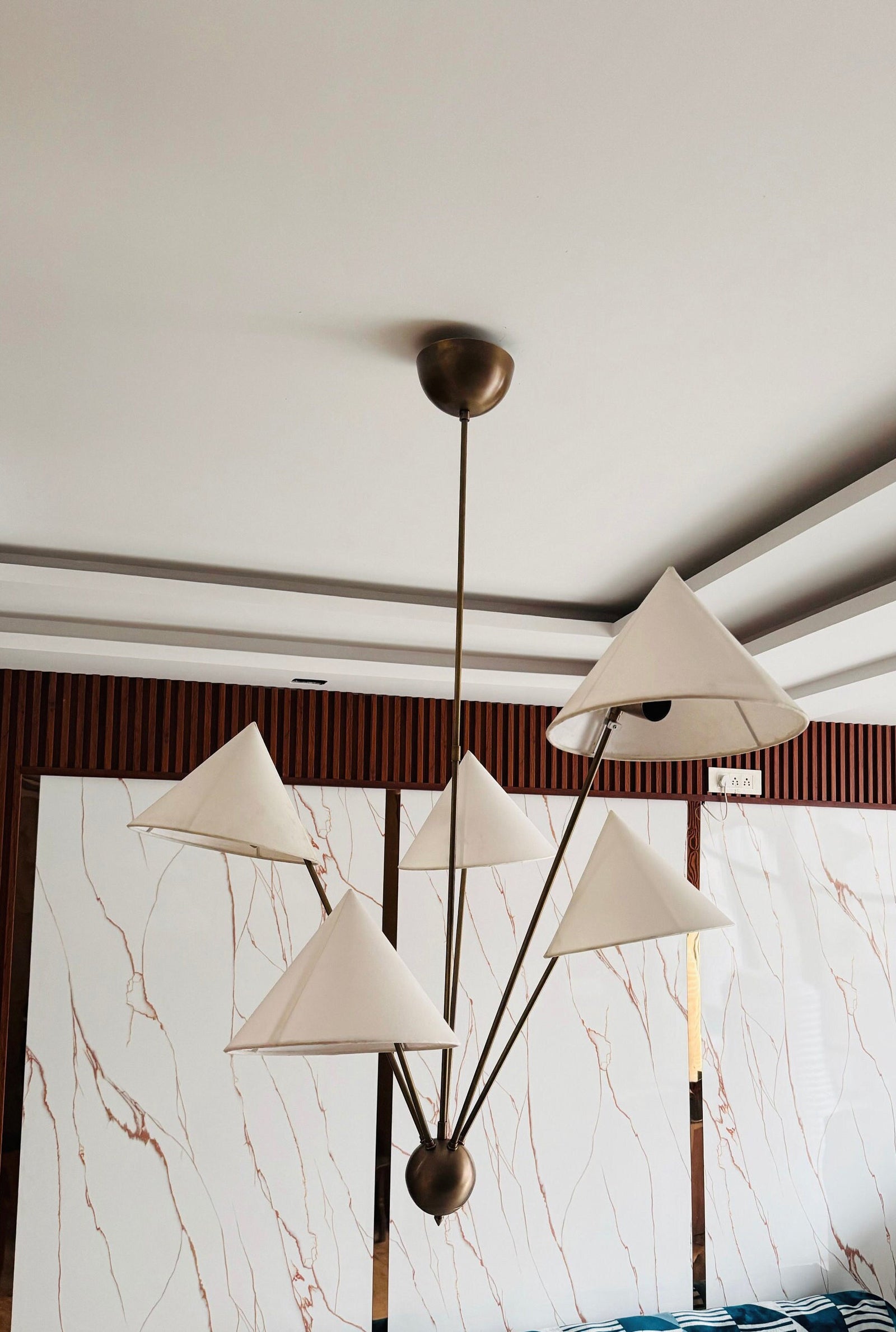 5-Arm Fabric Cone Chandelier - Cueteks