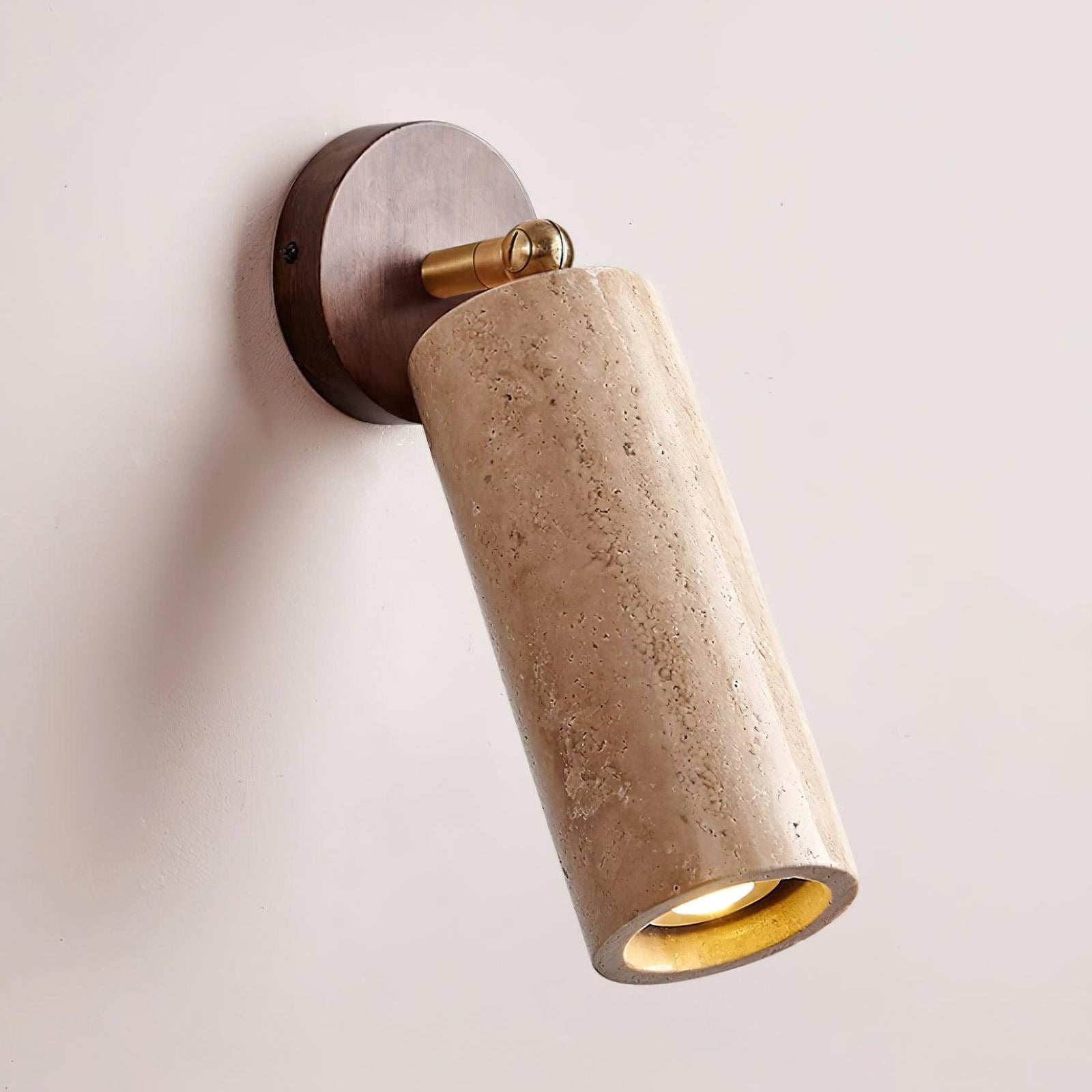 Mireille Walnut-color fixture with illuminated angled stone shade