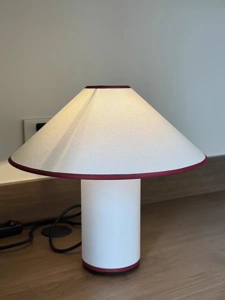 Red Trim Cone Shade Table Lamp - Cueteks