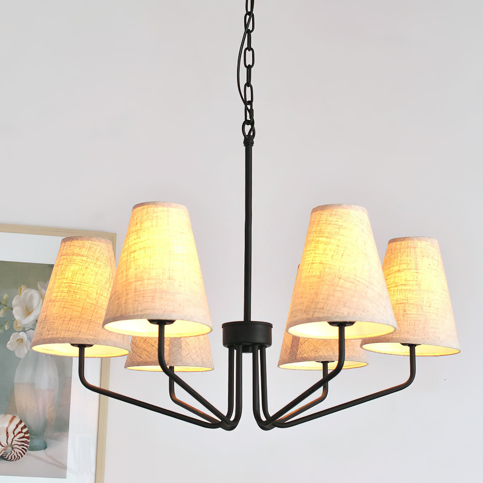 Fabric Conical Hanging Chandelier - Cueteks