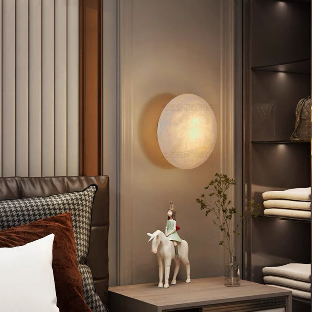 Lunar Glow Alabaster Wall Light - Cueteks