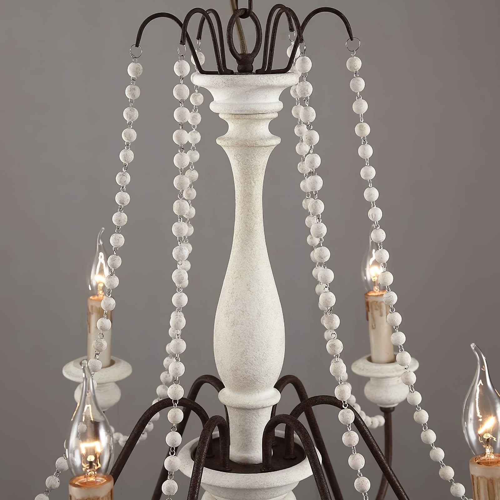 Rustic Beaded Candle Chandelier - Cueteks