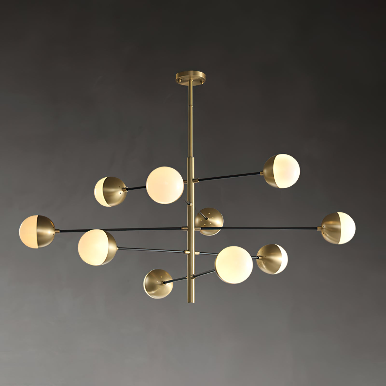 10-Globe Modern Brass Chandelier - Cueteks