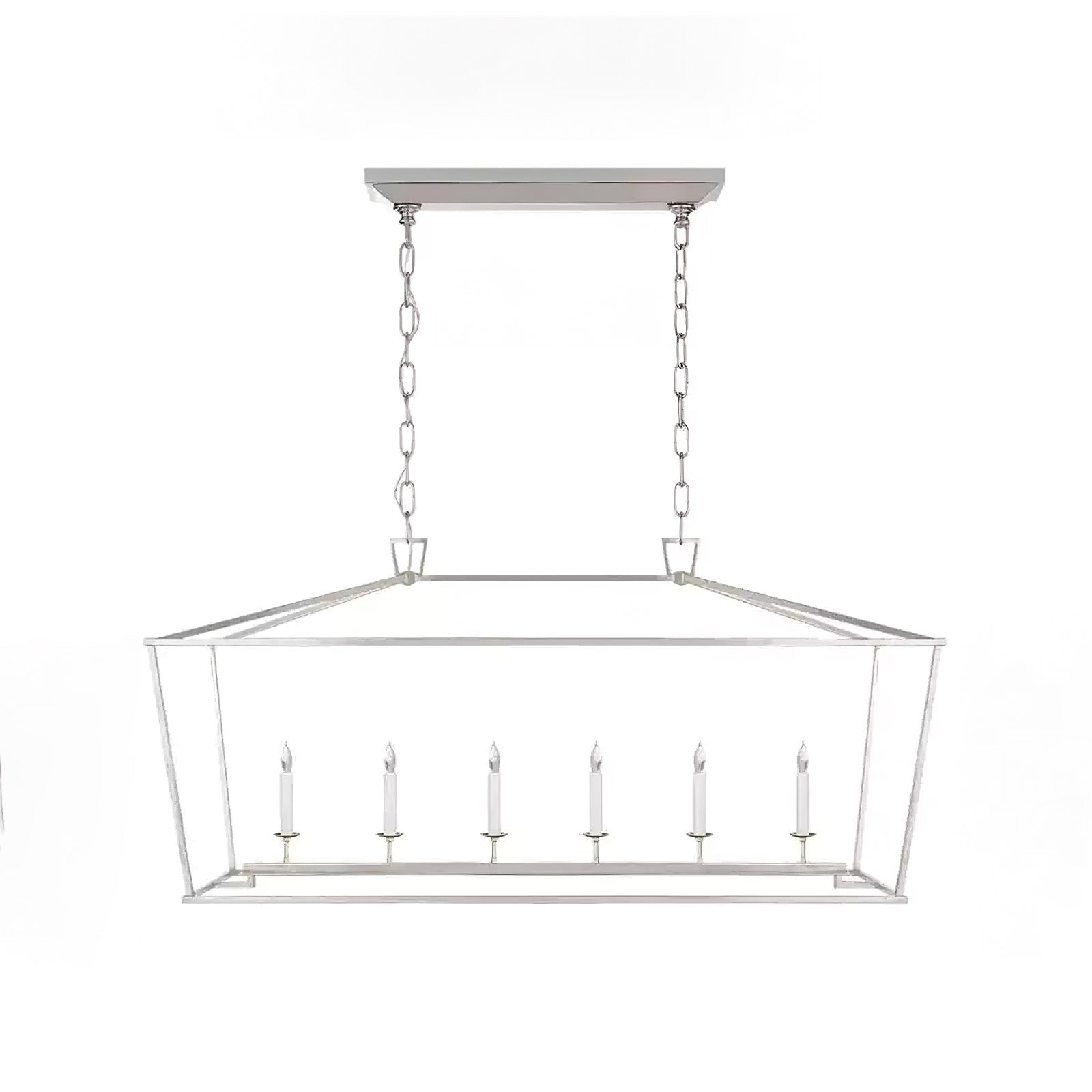 Gold Rectangular Lantern Linear Chandelier - Cueteks