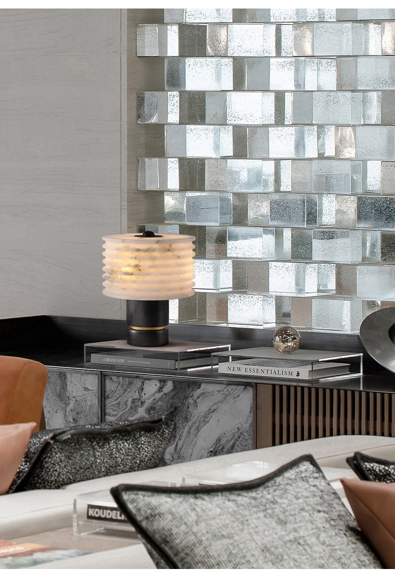 Luxury Black Alabaster Table Lamp - Cueteks