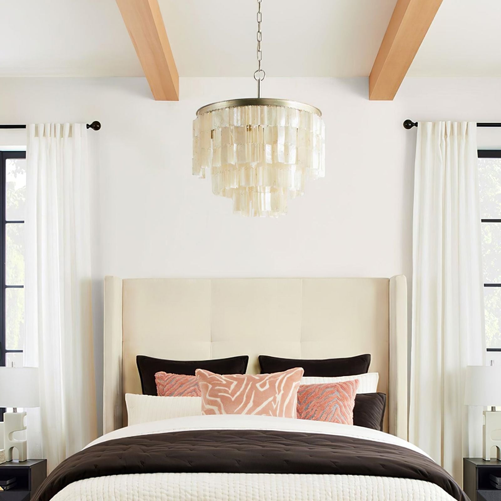 Tiered Capiz Skye Chandelier - Cueteks