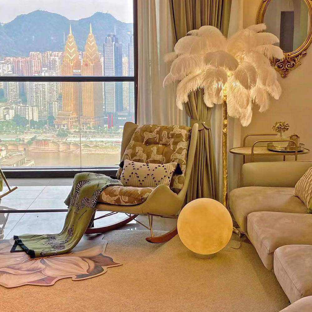 Colorful Ostrich Feather Floor Lamp - Cueteks
