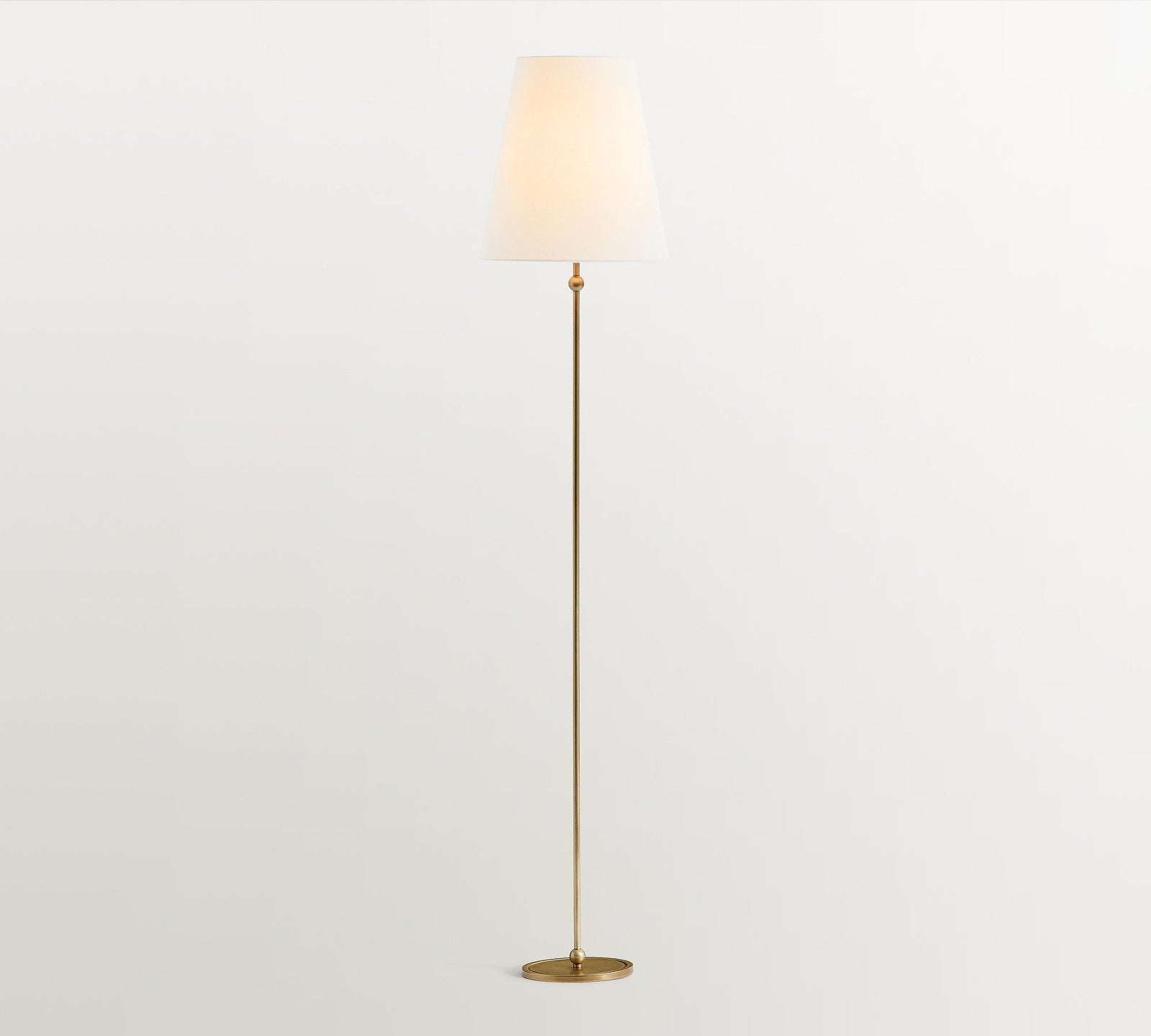 Minimalist Brass Floor Lamp with Fabric Shade - Cueteks
