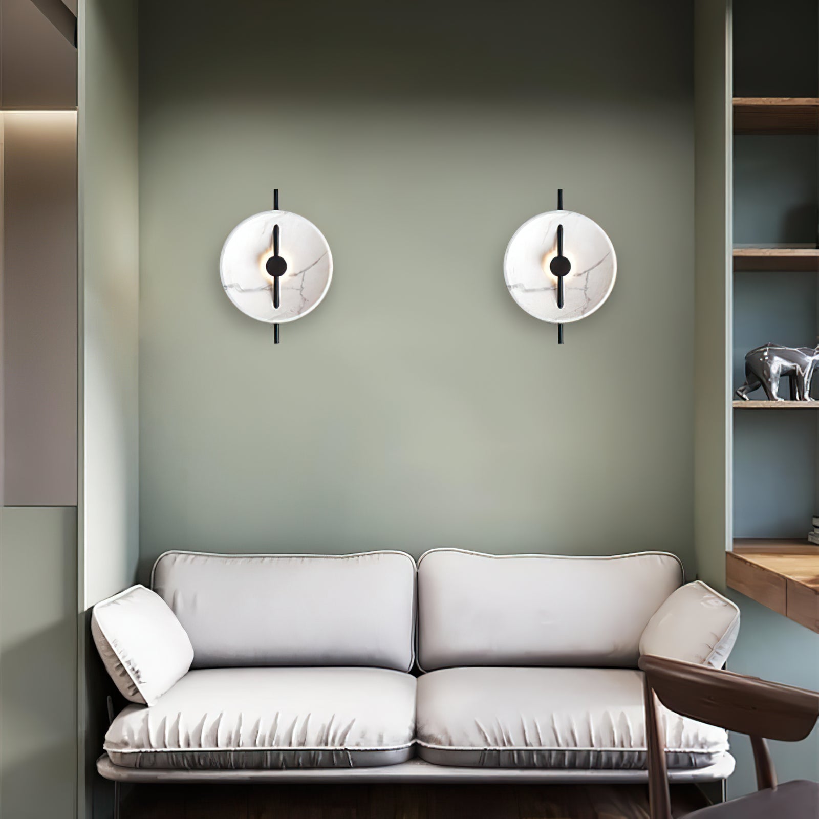 Contemporary Resin Round Marble Wall Light - Cueteks