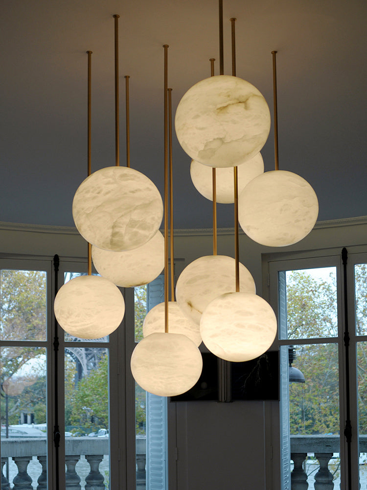 Luxury Multi-Globe Alabaster Pendant Light - Cueteks
